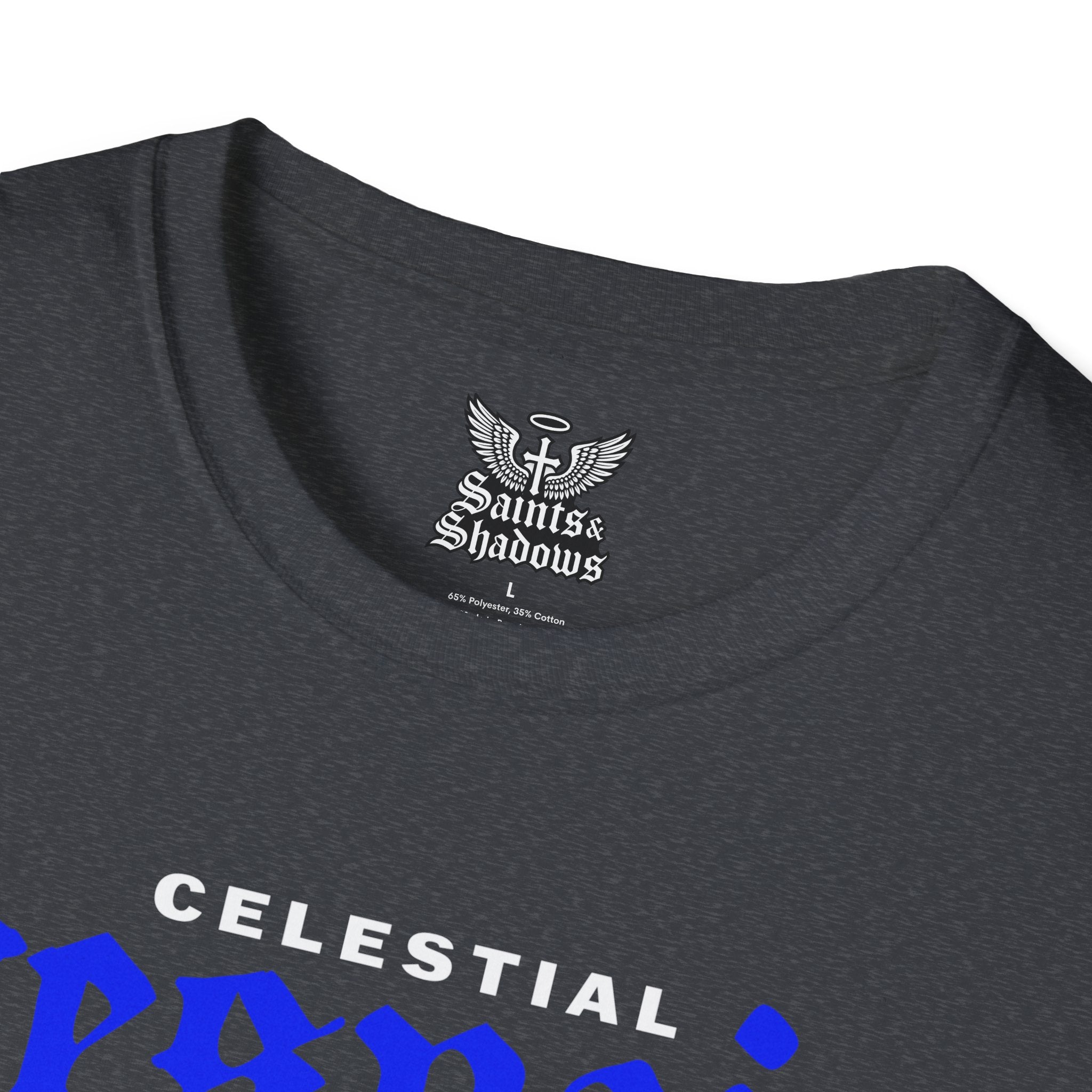 Saints and Shadows - Celestial Despair, Angelic Artwork Unisex Softstyle T-Shirt, Casual Wear