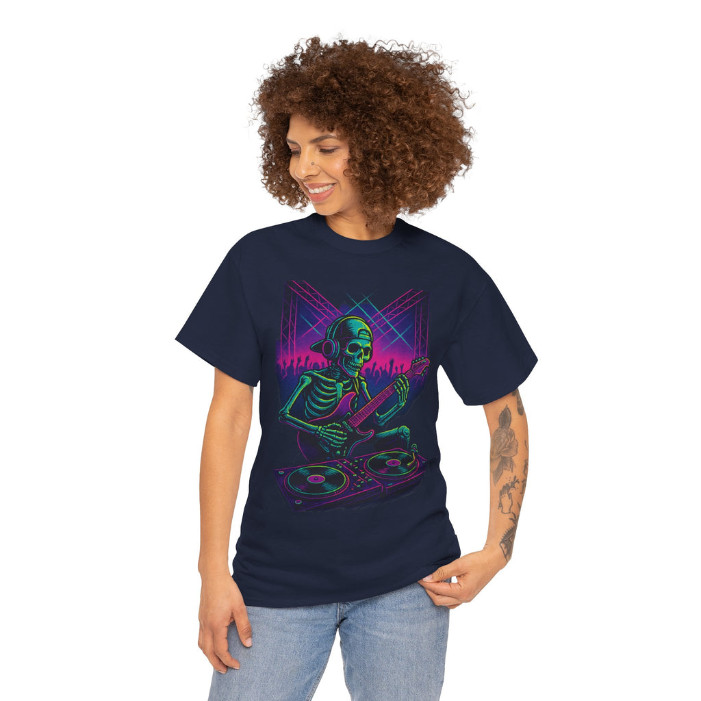 Bone Jams Rockin’ Skeleton, Tee | Loud Enough to Wake the Dead | Unisex Cotton Shirt for Music Lovers, Concerts, Halloween, Gifts