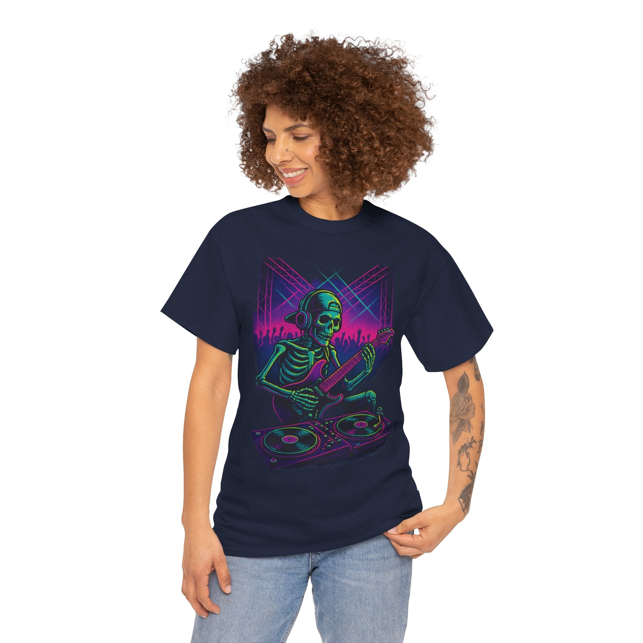 Bone Jams Rockin’ Skeleton, Tee | Loud Enough to Wake the Dead | Unisex Cotton Shirt for Music Lovers, Concerts, Halloween, Gifts