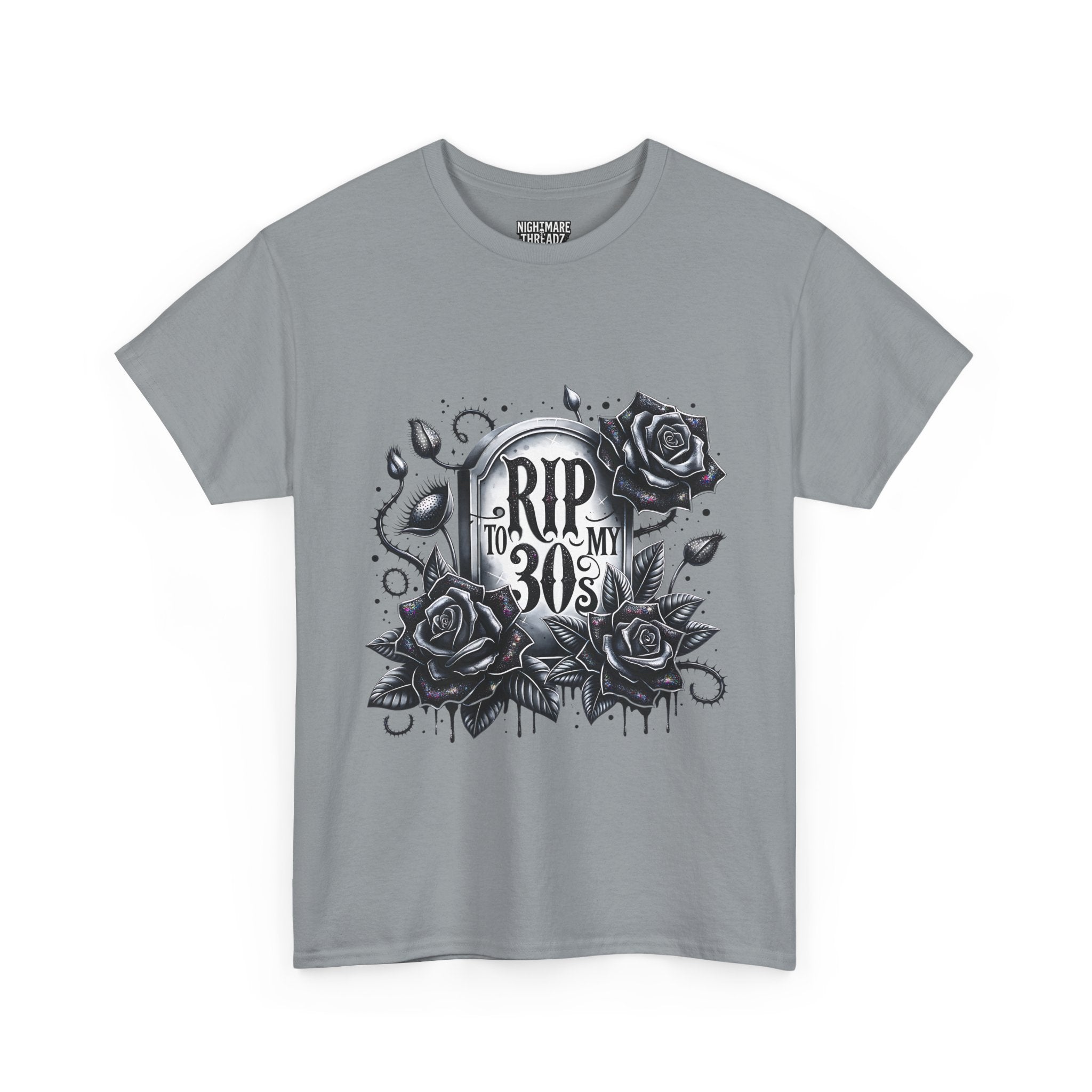 RIP to My 30s, Heavy, Unisex Graphic Shirt, Birthday Gift, Casual Wear, Vintage Style, Floral Design T-shirt