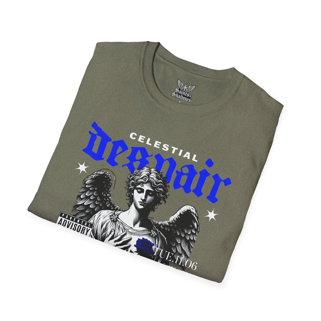 Saints and Shadows - Celestial Despair, Angelic Artwork Unisex Softstyle T-Shirt, Casual Wear