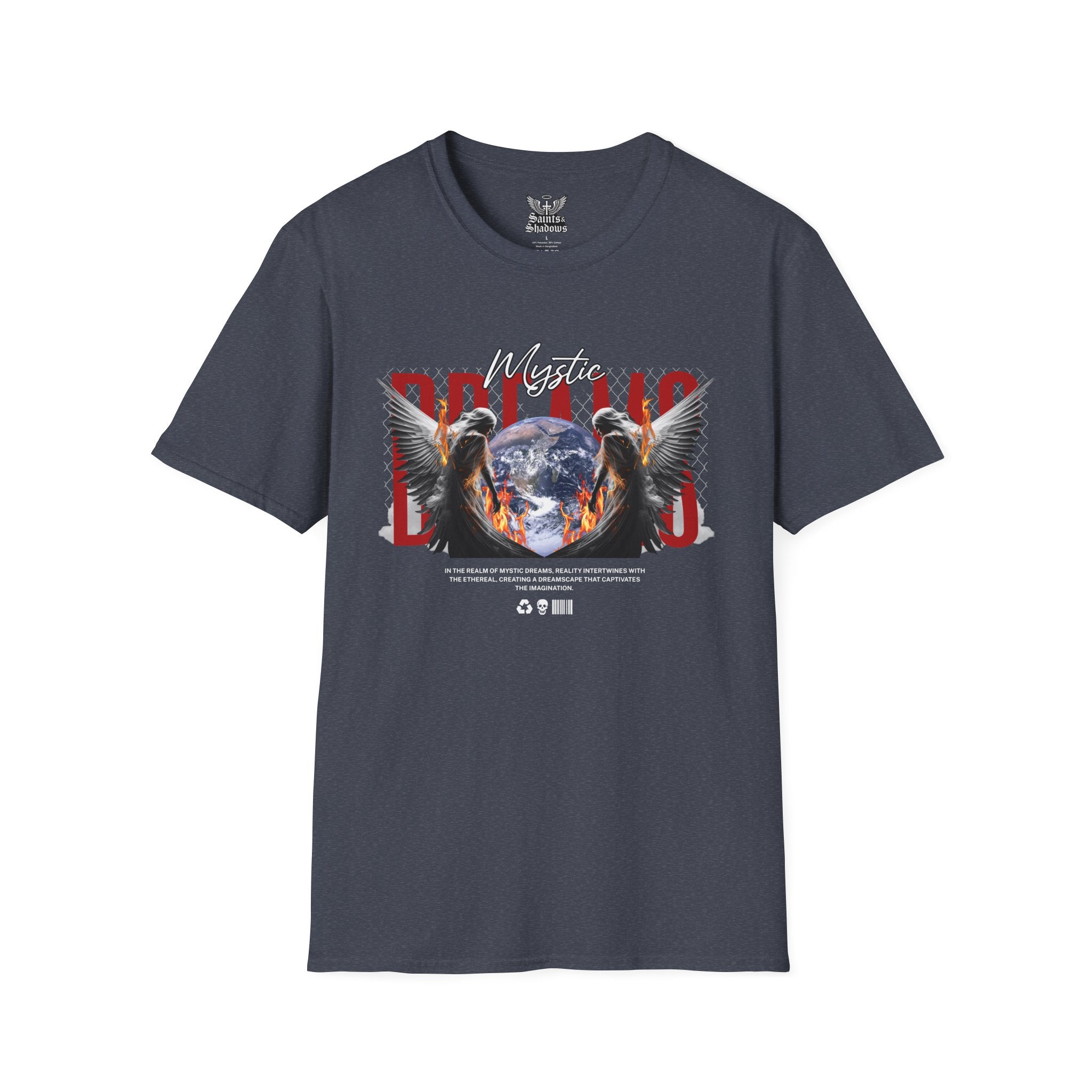 Saints and Shadows - Mystic Wings, Angelic Artwork Unisex Softstyle T-Shirt, Casual Wear