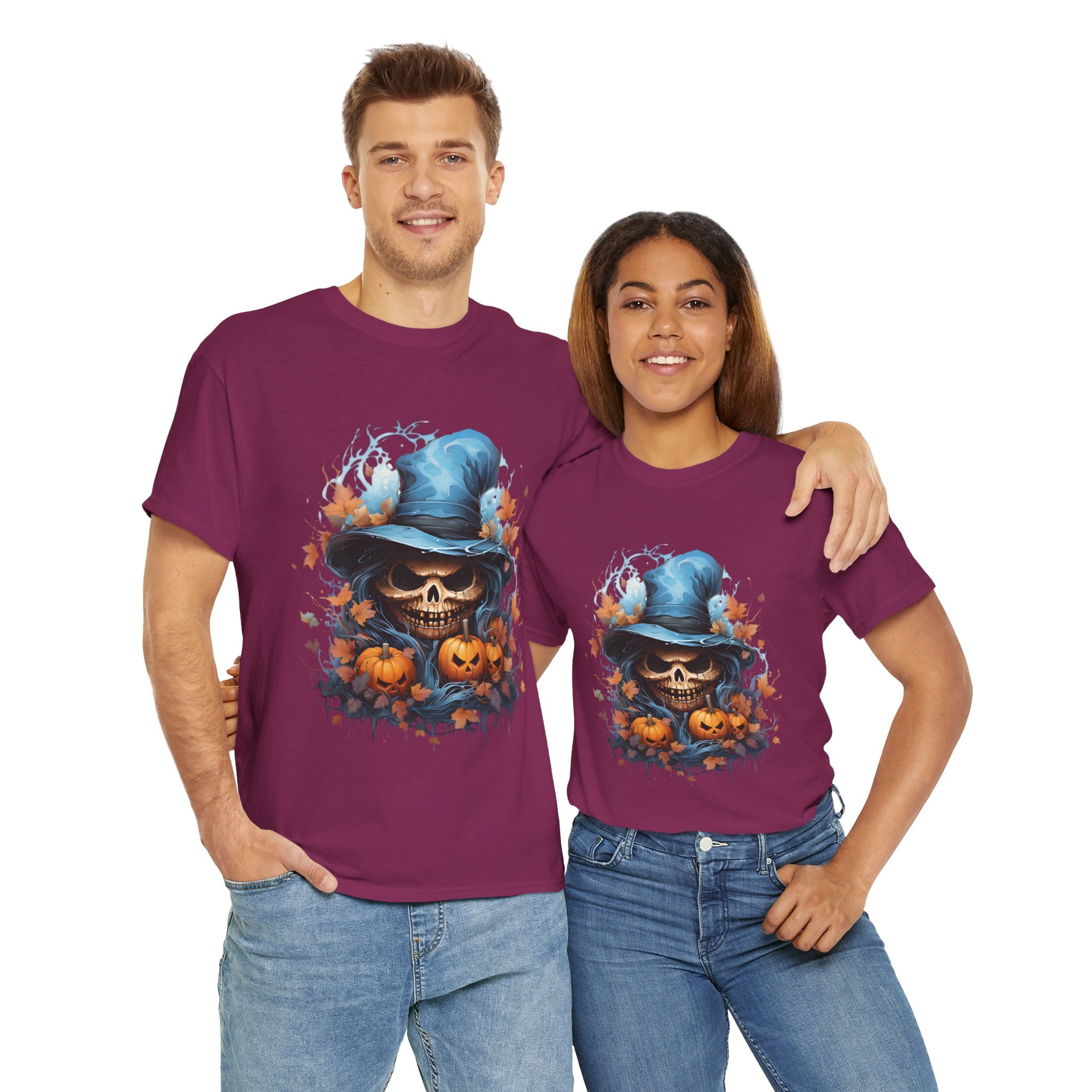 Skull Witch Unhappy Halloween Tee - Halloween Shirt, Spooky Tee, Pumpkin Shirt, Fall Apparel, Costume Top