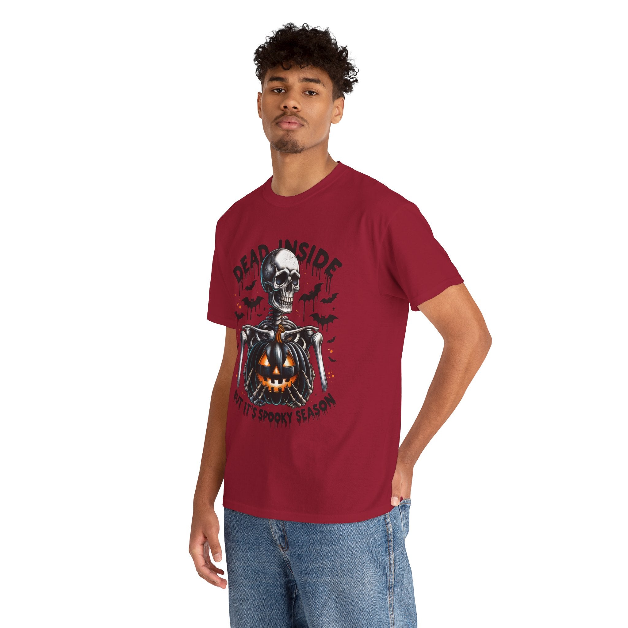 Dead Inside, Spooky Season Tee, Unisex Heavy Cotton T-Shirt, Halloween Shirt, Fun Casual Wear, Graphic Tee, Gift for Halloween Lovers