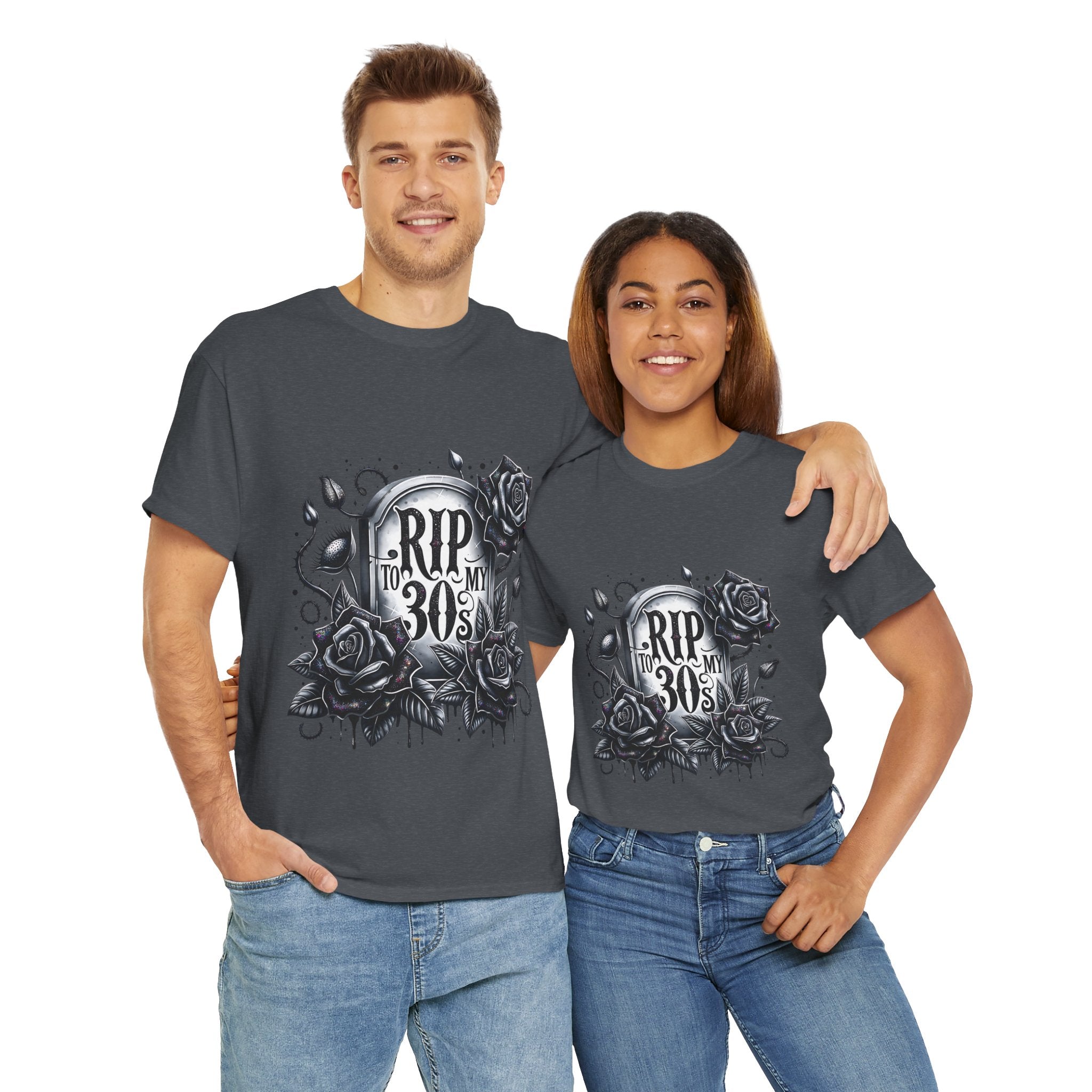 RIP to My 30s, Heavy, Unisex Graphic Shirt, Birthday Gift, Casual Wear, Vintage Style, Floral Design T-shirt