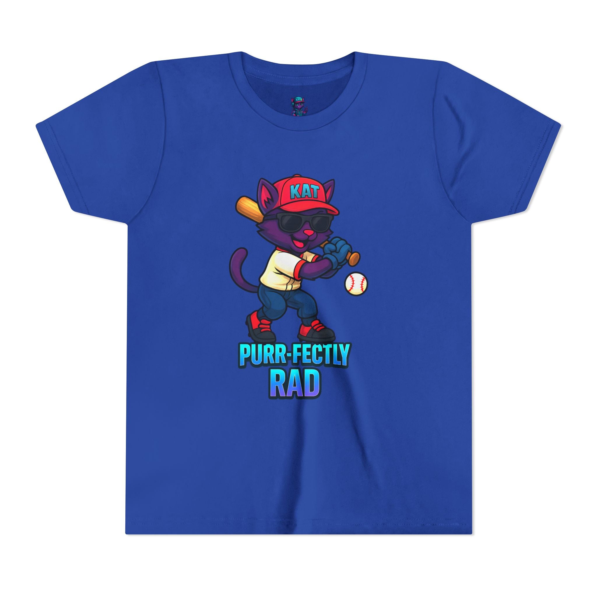 DJ KAT PAWS – Purr-fectly Rad Baseball Youth Tee | Fun Kids Graphic Shirt, Cool Cat Design, Perfect for Birthdays, Playdates & Sports Events