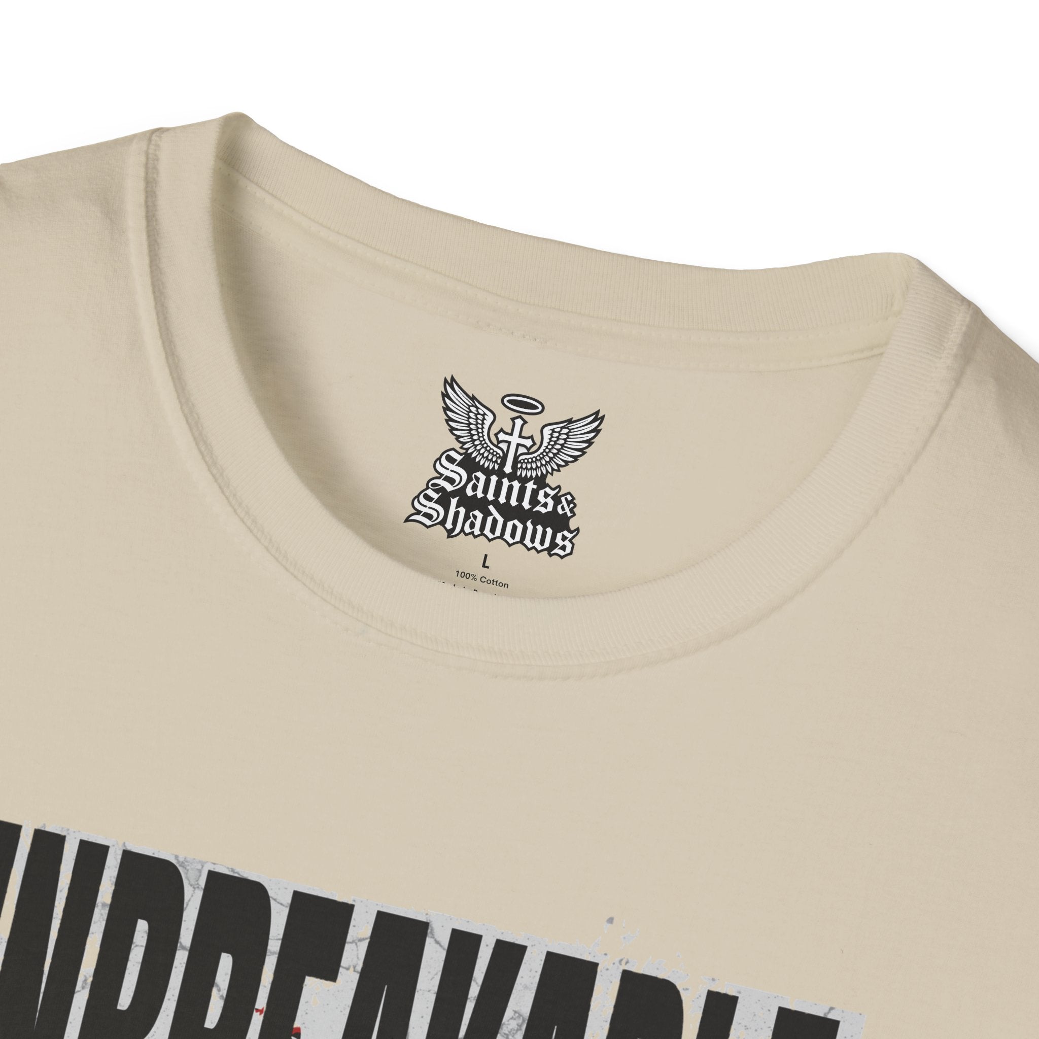 Saints and Shadows - Unbreakabe Strength, Angelic Artwork Unisex Softstyle T-Shirt, Casual Wear