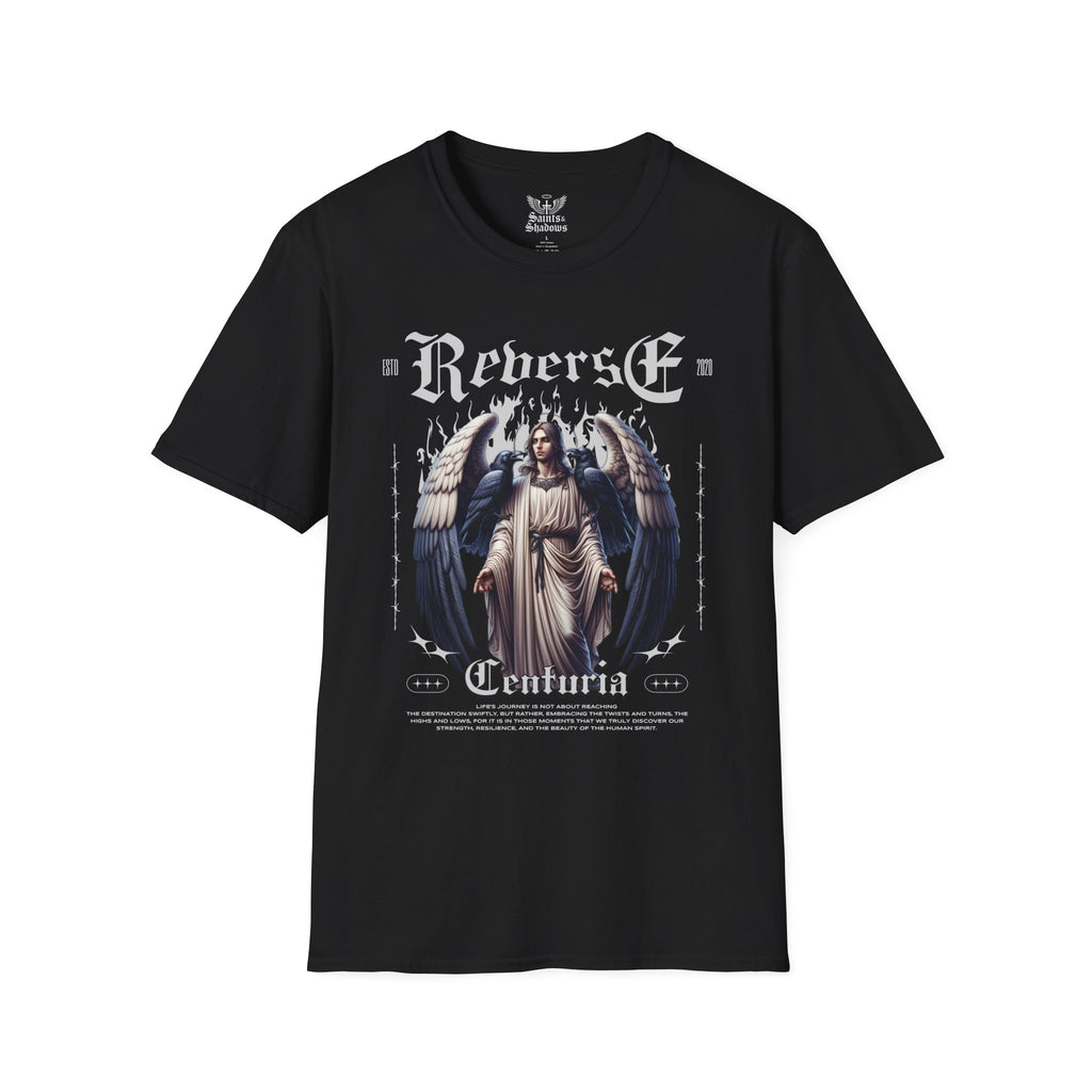 Saints and Shadows - Reverse Centuria, Angelic Artwork Unisex Softstyle T-Shirt, Casual Wear