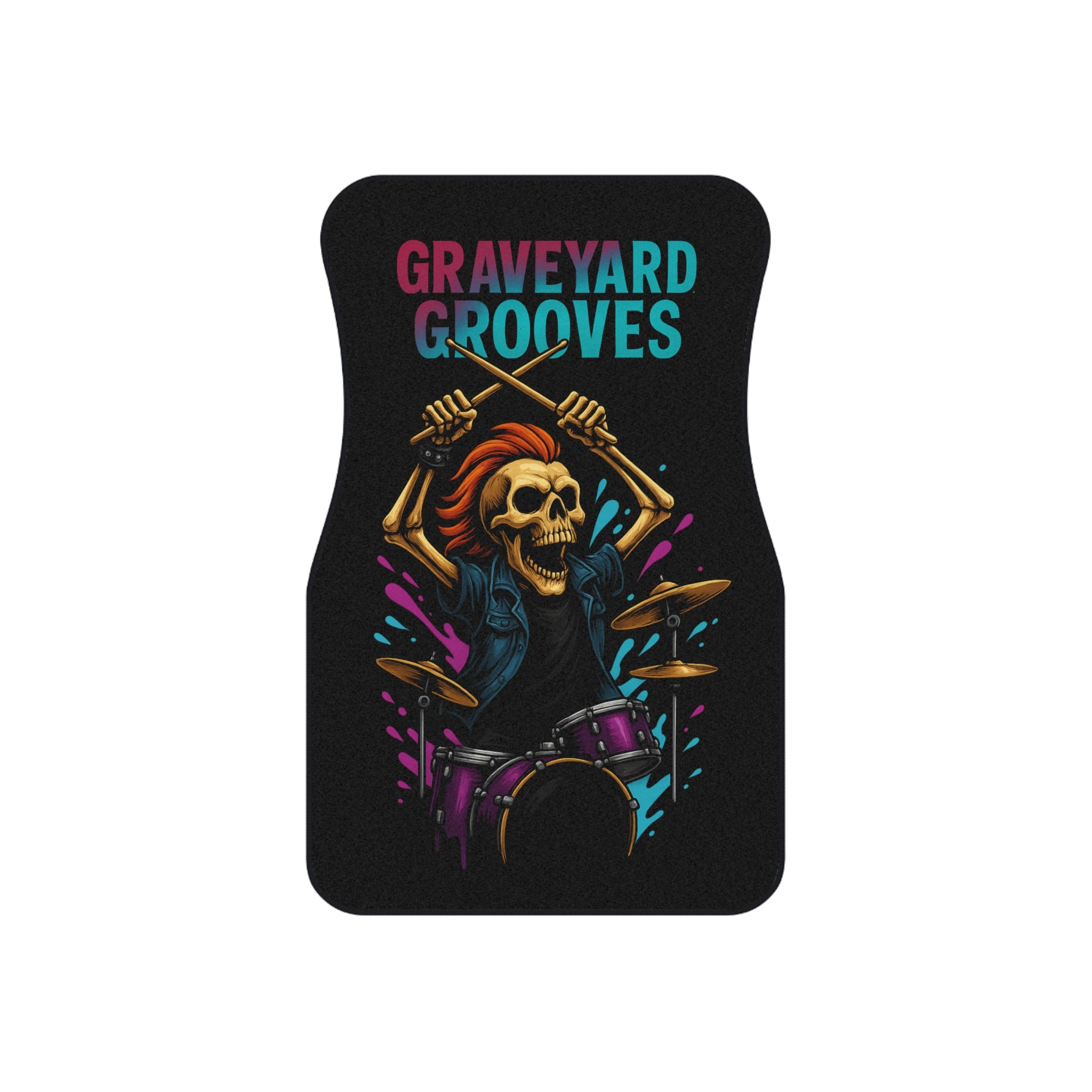 Bone Jams MC Bonez, Rockin' Car Mats (Set of 4) for Music Lovers, Punk Vibes, Skull Design, Unique Auto Accessories, Perfect for Gifts