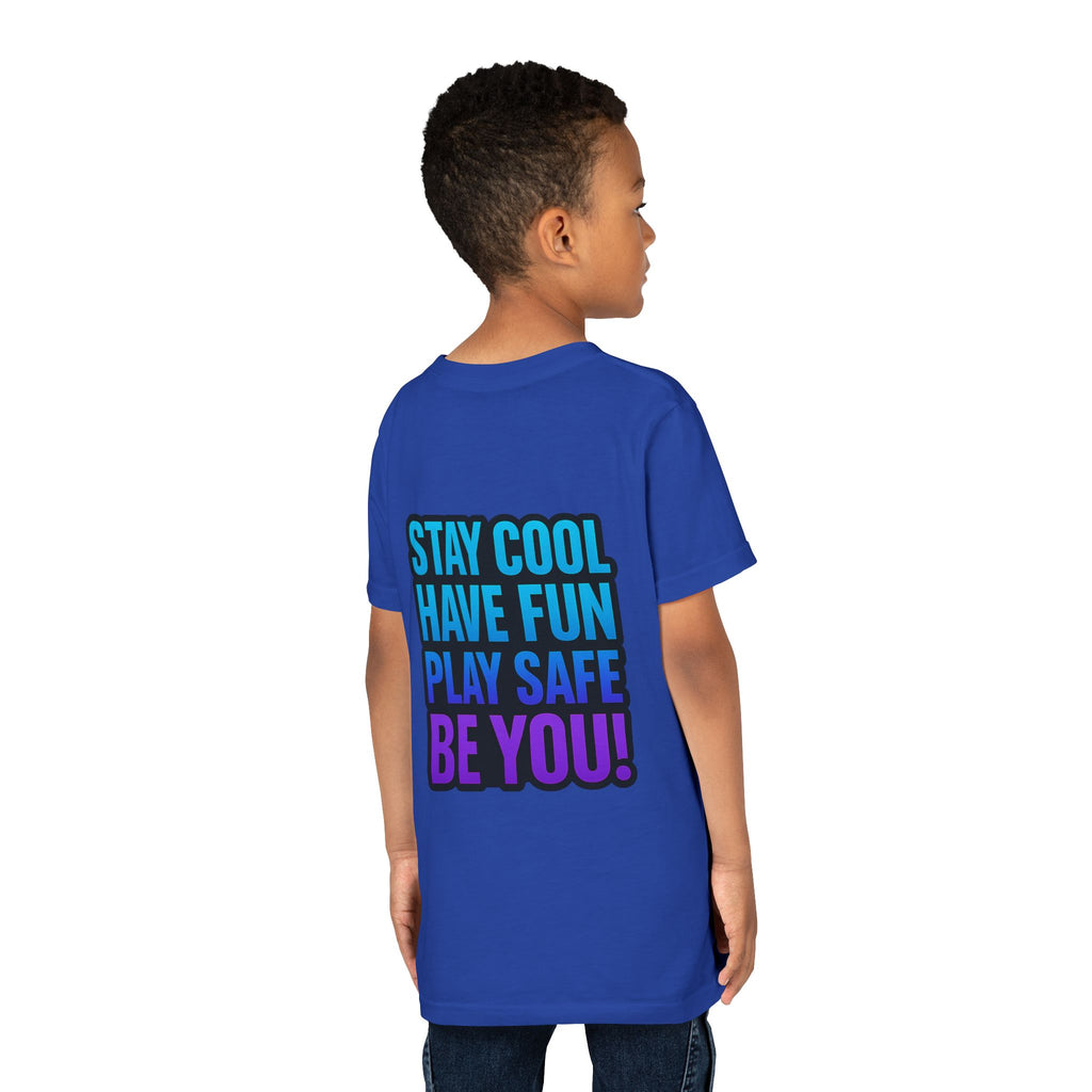 DJ KAT PAWS Paw-sitively Shredding, Skateboarding Youth Tee | Fun Summer Shirt, Motivational Kids T-Shirt, Birthday Gift for Boys & Girls