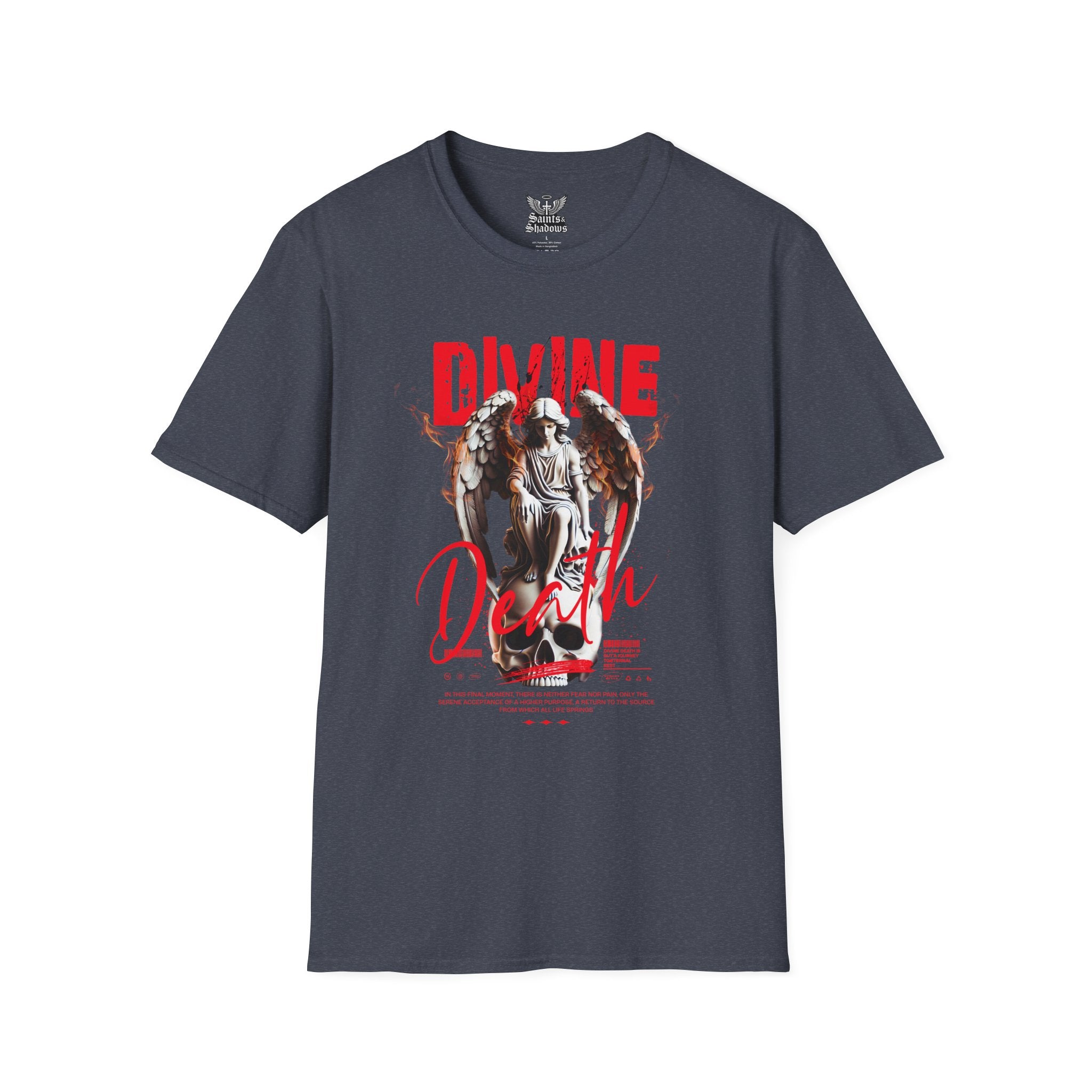 Saints and Shadows - Divine Death, Angelic Artwork Unisex Softstyle T-Shirt, Casual Wear
