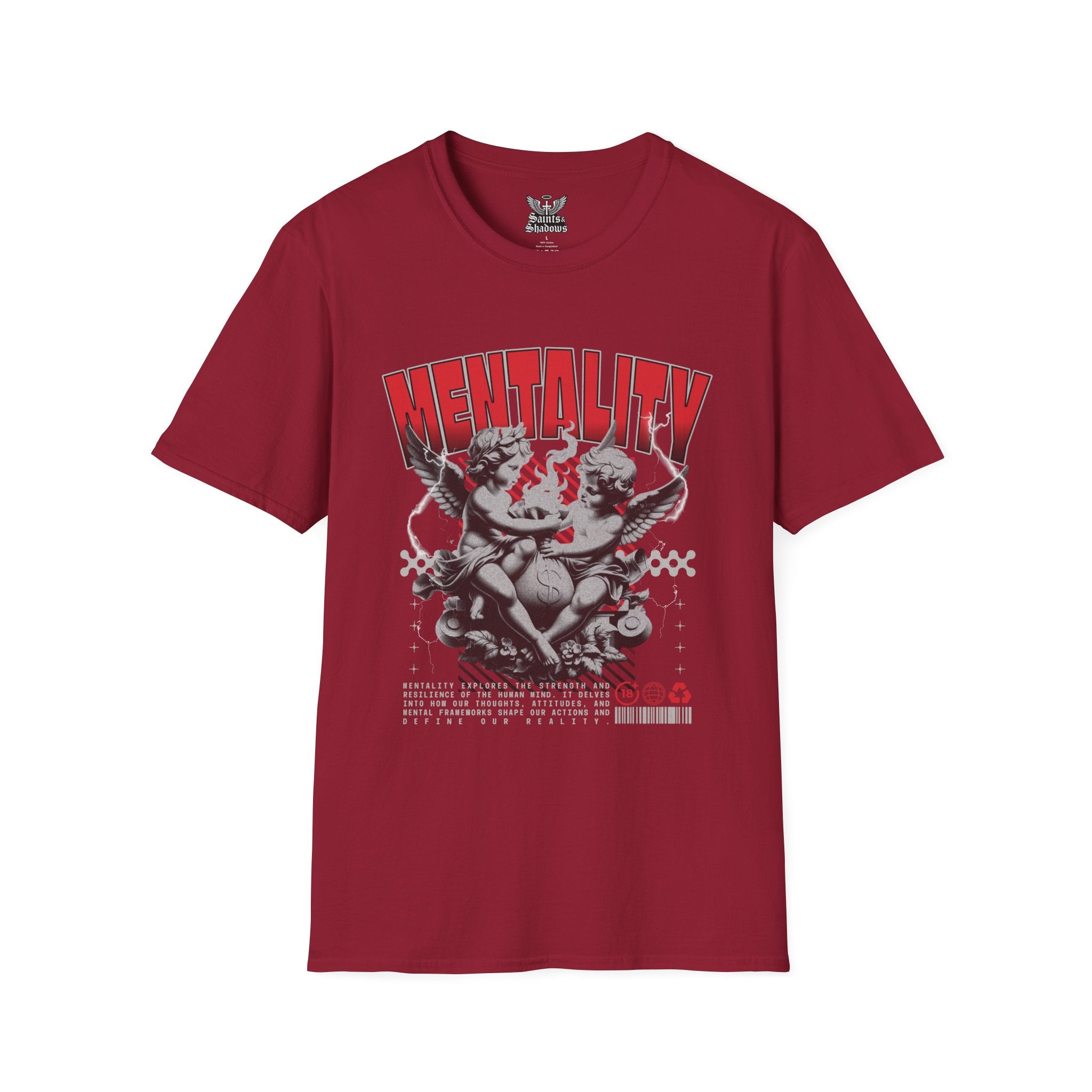 Saints and Shadows - Mentaility, Angelic Artwork Unisex Softstyle T-Shirt, Casual Wear