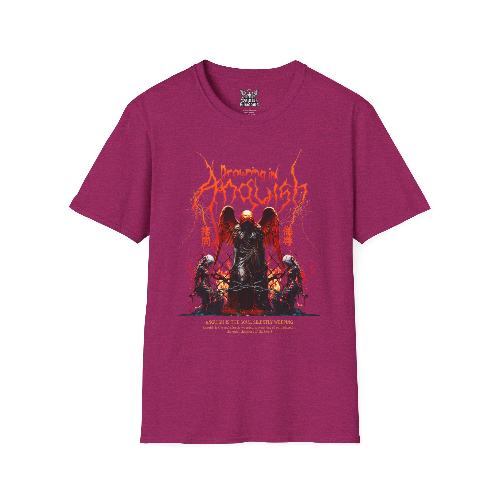 Saints and Shadows -Drowning In Anguish, Angelic Artwork Unisex Softstyle T-Shirt, Casual Wear