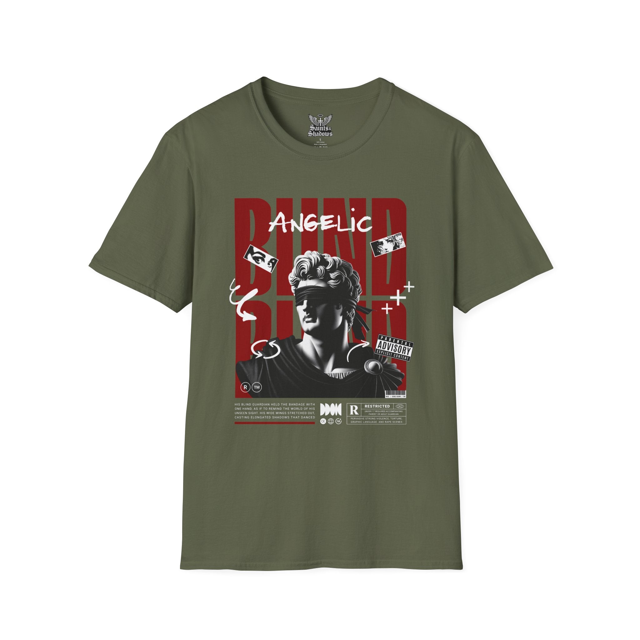 Saints and Shadows - Blind, Angelic Artwork Unisex Softstyle T-Shirt, Casual Wear