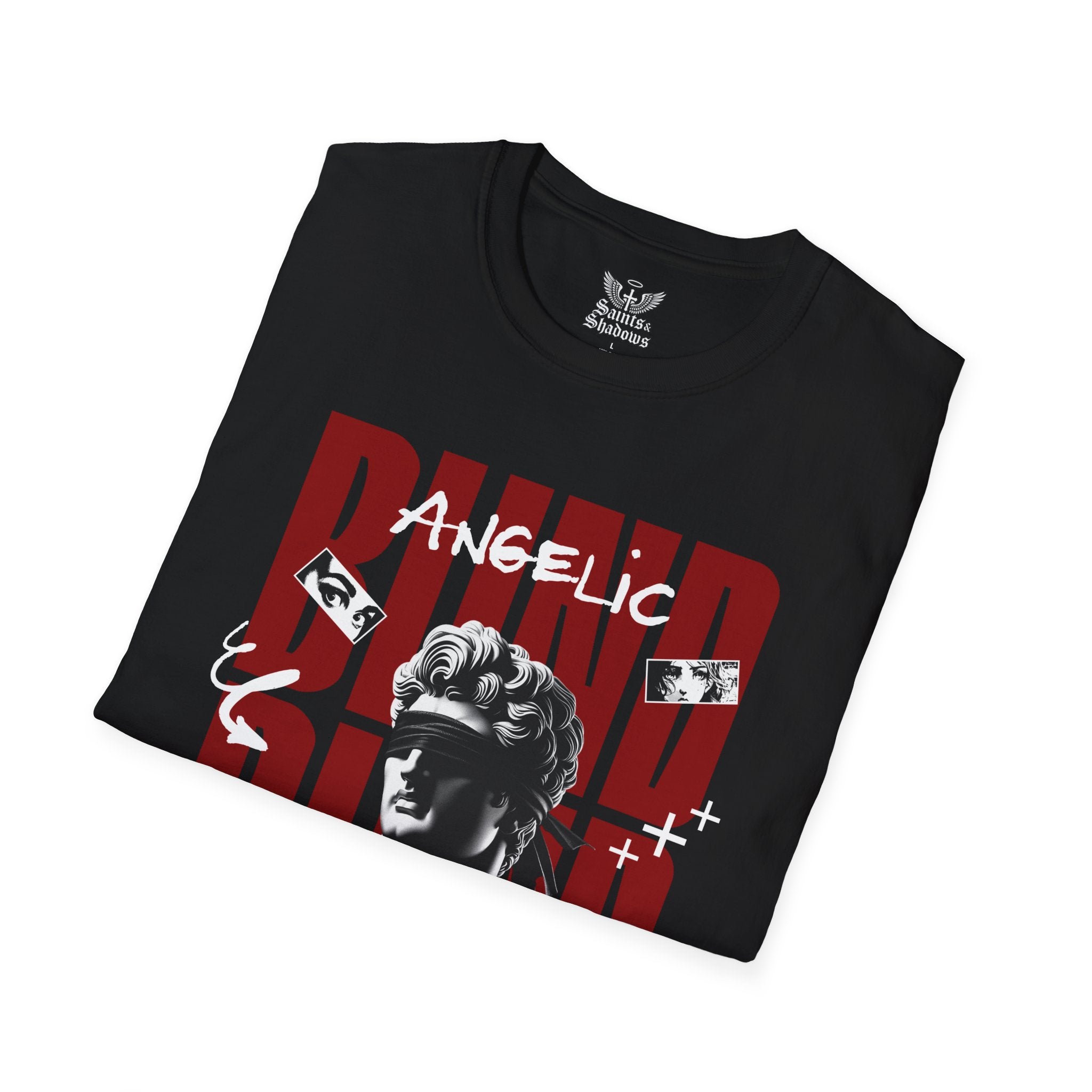 Saints and Shadows - Blind, Angelic Artwork Unisex Softstyle T-Shirt, Casual Wear