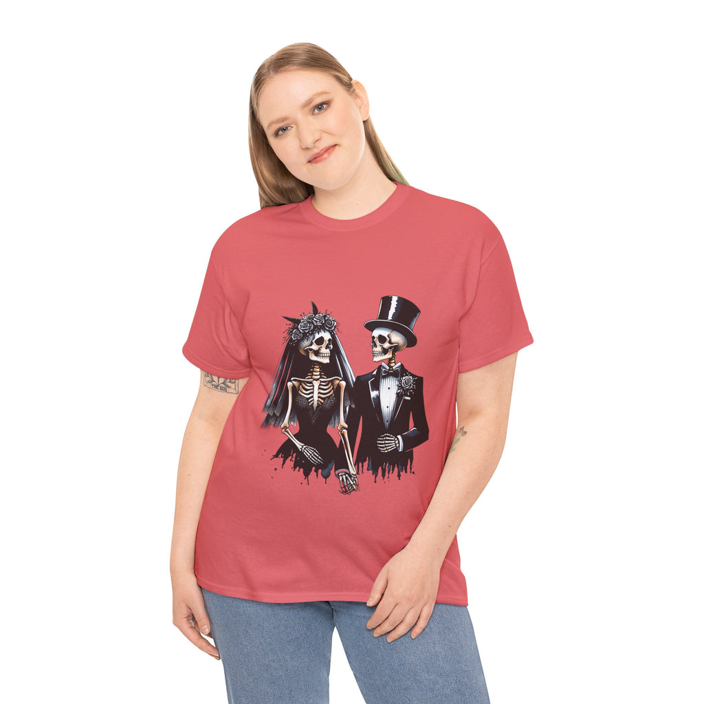 Skeleton Bride and Groom Wedding Tee - Horror Graphic Tee, Unisex Cotton Shirt, Halloween Costume, Horror Movie Gift, Spooky T-Shirt, Horror Fan Apparel