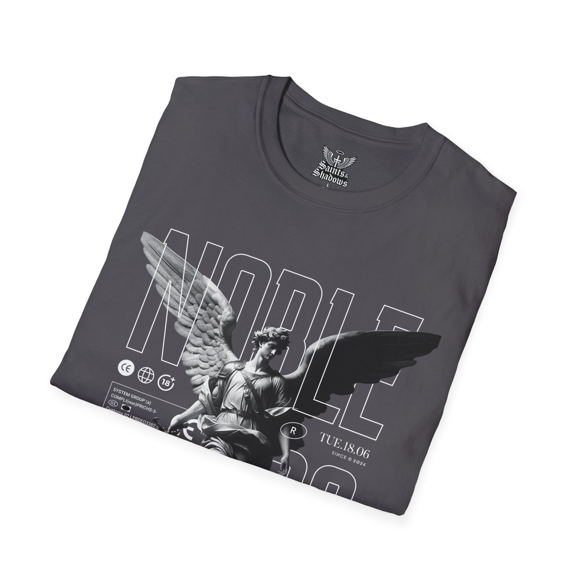 Saints and Shadows - Noble, Angelic Artwork Unisex Softstyle T-Shirt, Casual Wear