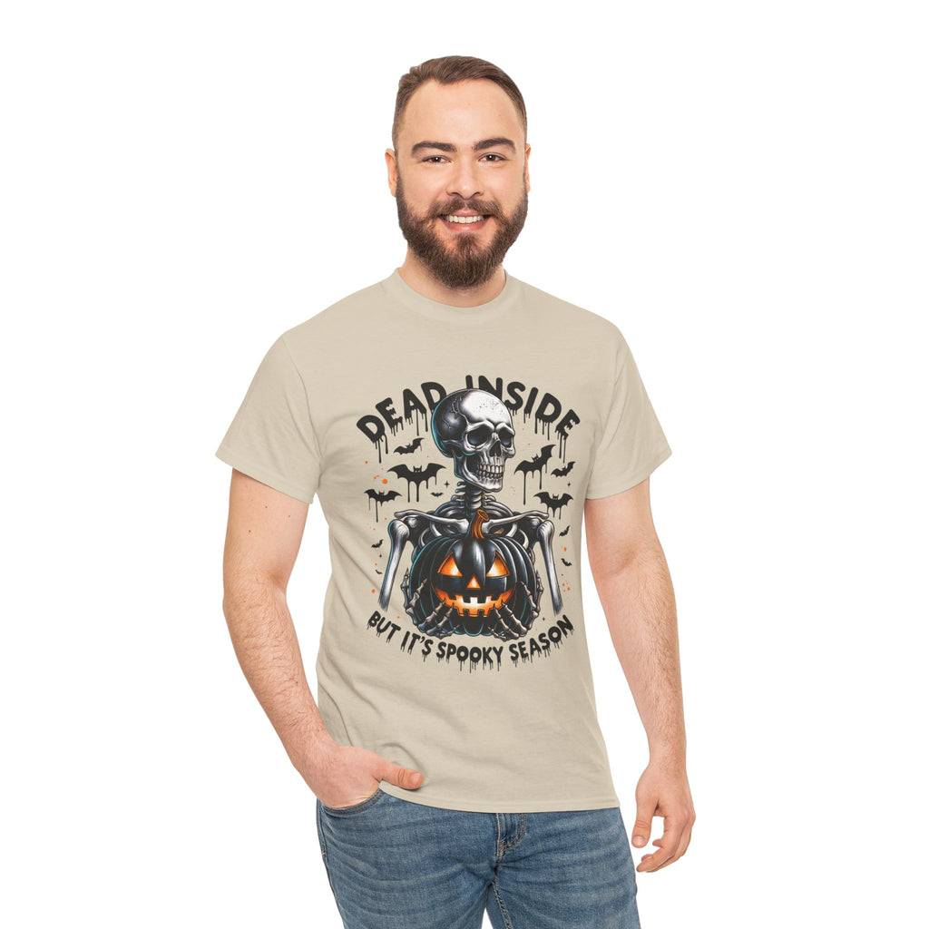 Dead Inside, Spooky Season Tee, Unisex Heavy Cotton T-Shirt, Halloween Shirt, Fun Casual Wear, Graphic Tee, Gift for Halloween Lovers