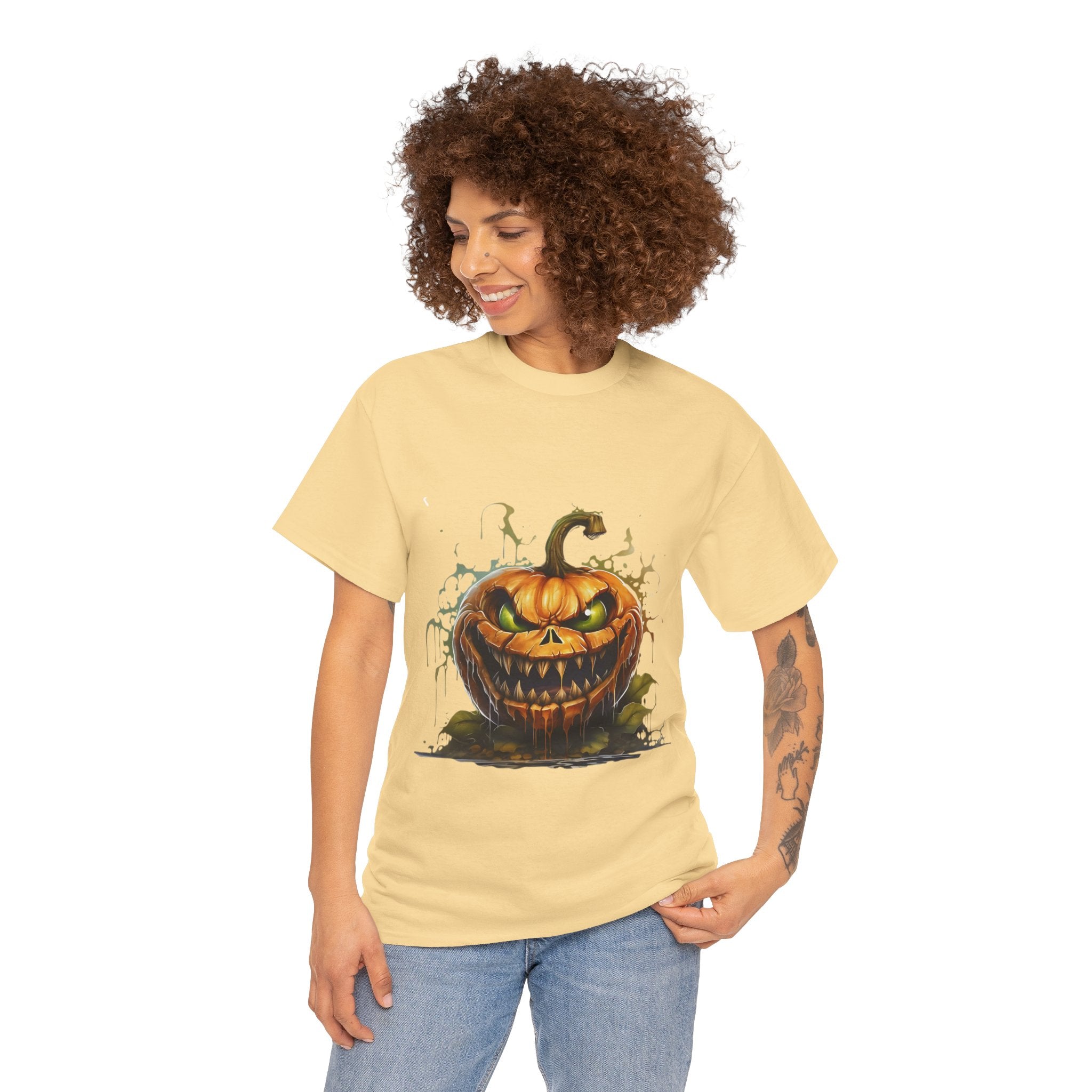Spooky Pumpkin, Horror Graphic Tee, Unisex Cotton Shirt, Halloween Costume, Horror Movie Gift, Spooky T-Shirt, Horror Fan Apparel