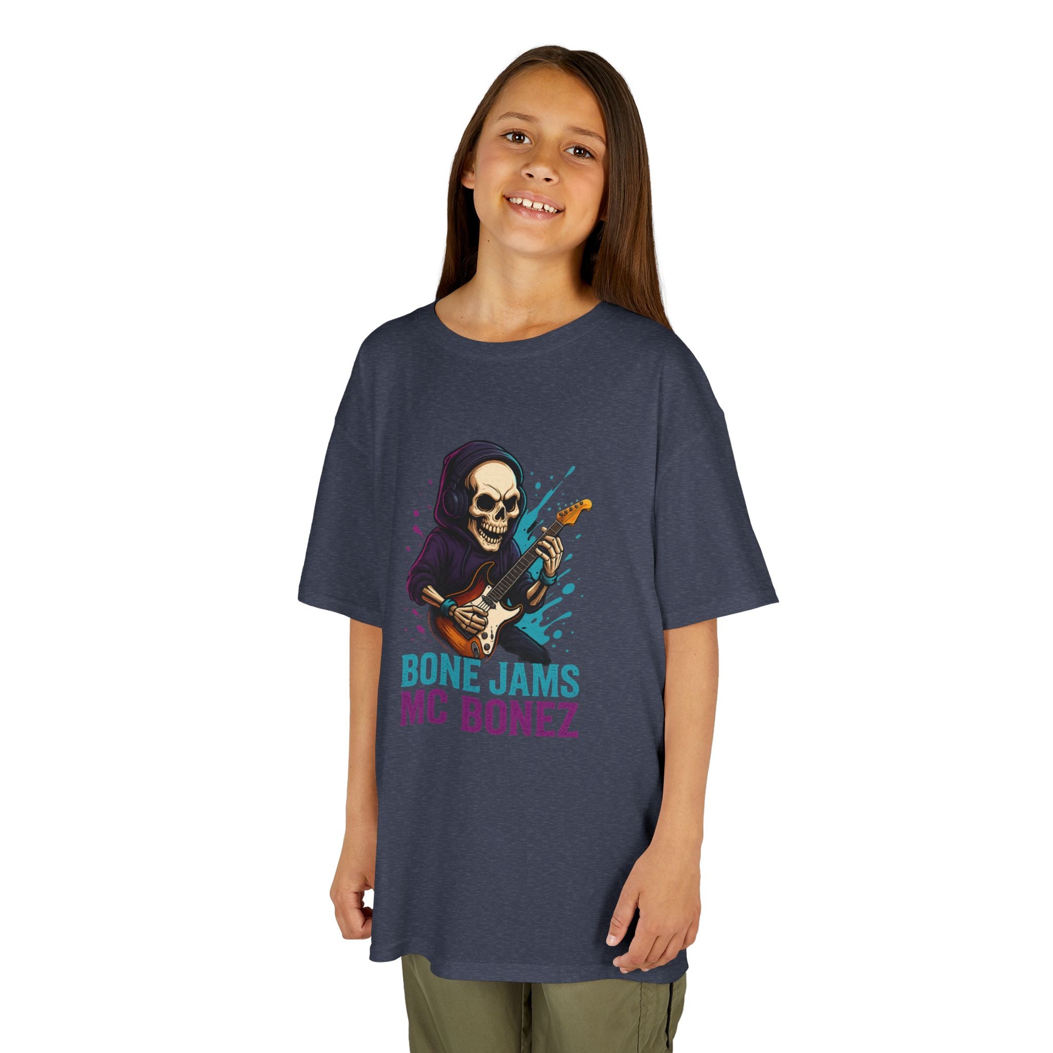 Bone Jams MC Bonez, Kids Tee | Guitar Edition | Cool Graphic Tee, Music Fan Shirt, Unique Gift for Young Musicians