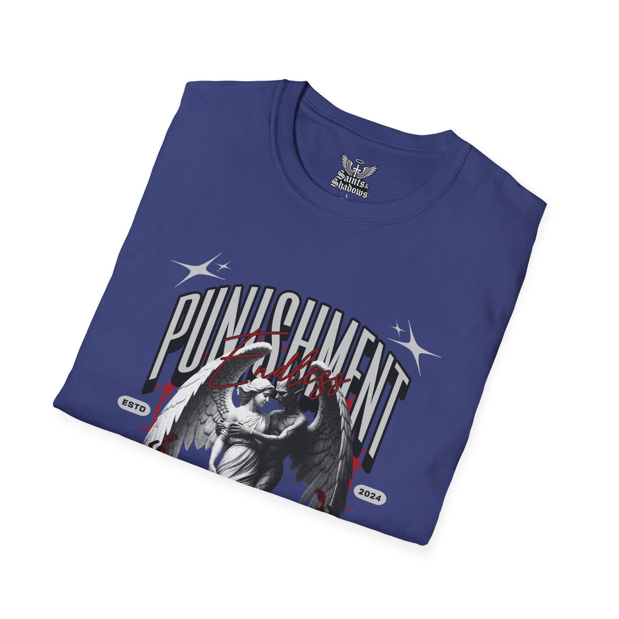 Saints and Shadows - Punishment, Angelic Artwork Unisex Softstyle T-Shirt, Casual Wear