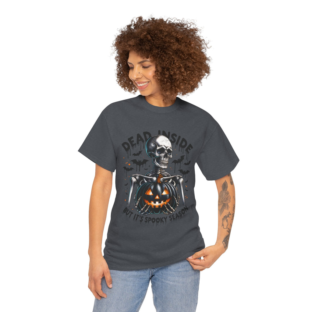 Dead Inside, Spooky Season Tee, Unisex Heavy Cotton T-Shirt, Halloween Shirt, Fun Casual Wear, Graphic Tee, Gift for Halloween Lovers