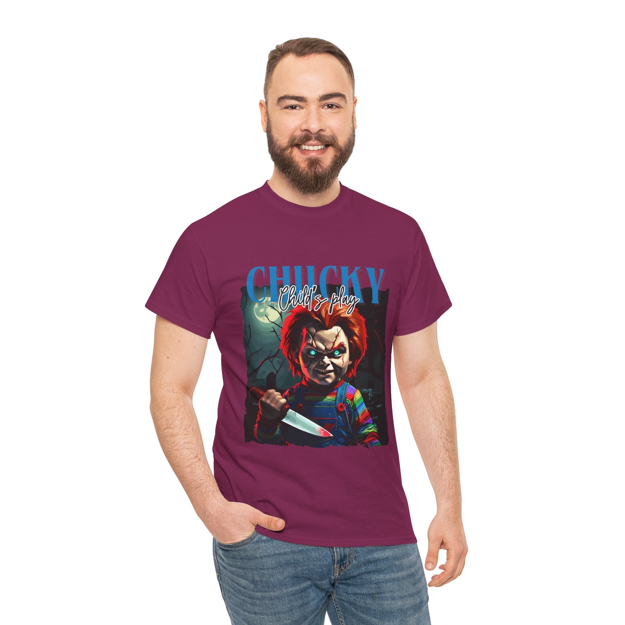 Chucky Horror Graphic Tee, Unisex Cotton Shirt, Halloween Costume, Horror Movie Gift, Spooky T-Shirt, Horror Fan Apparel