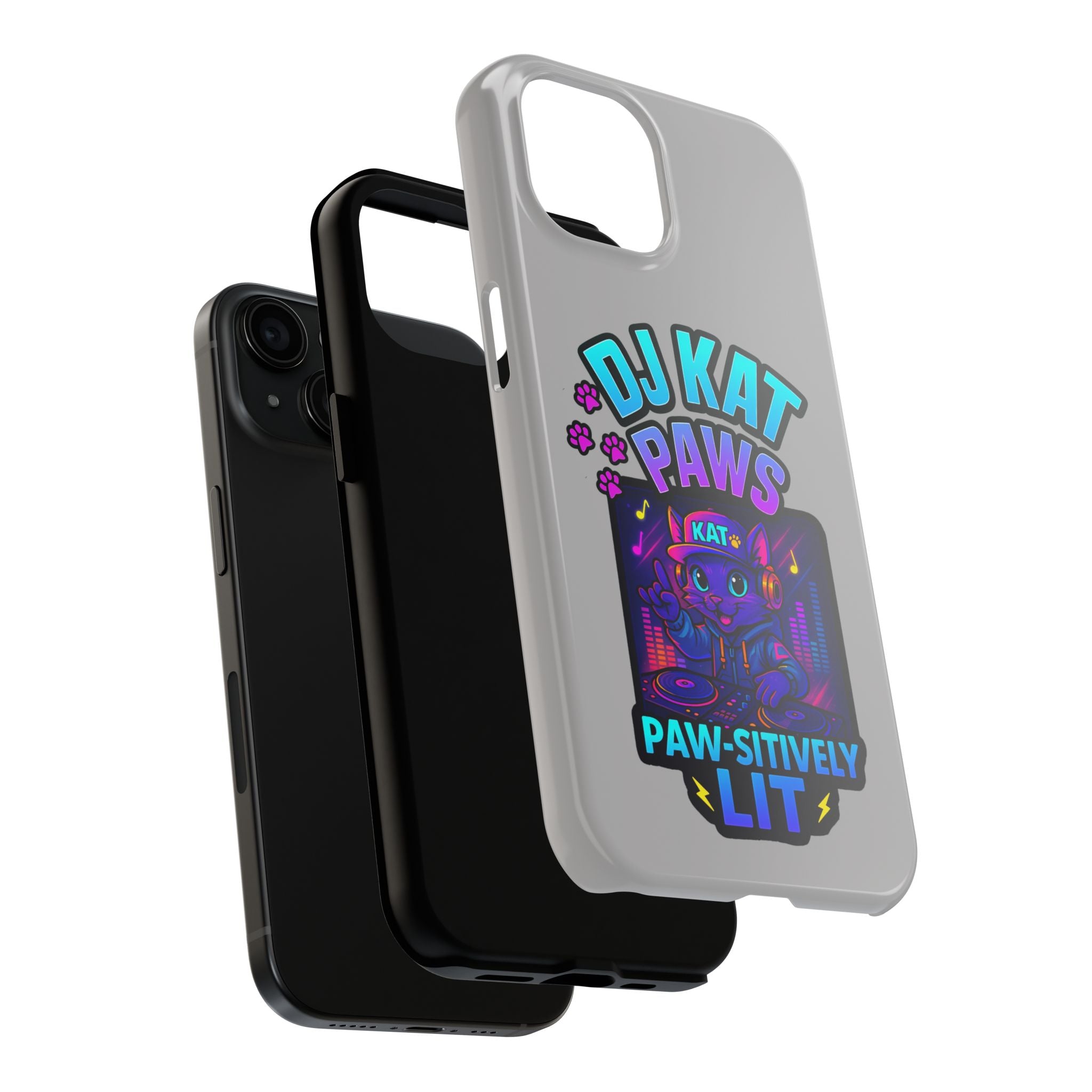 DJ KAT PAWS - Paw-sitively LIT | Tough Phone Cases - Unique Gift for Cat Lovers, Funny Phone Accessory, Music Lover's Case, Pet Owner Present