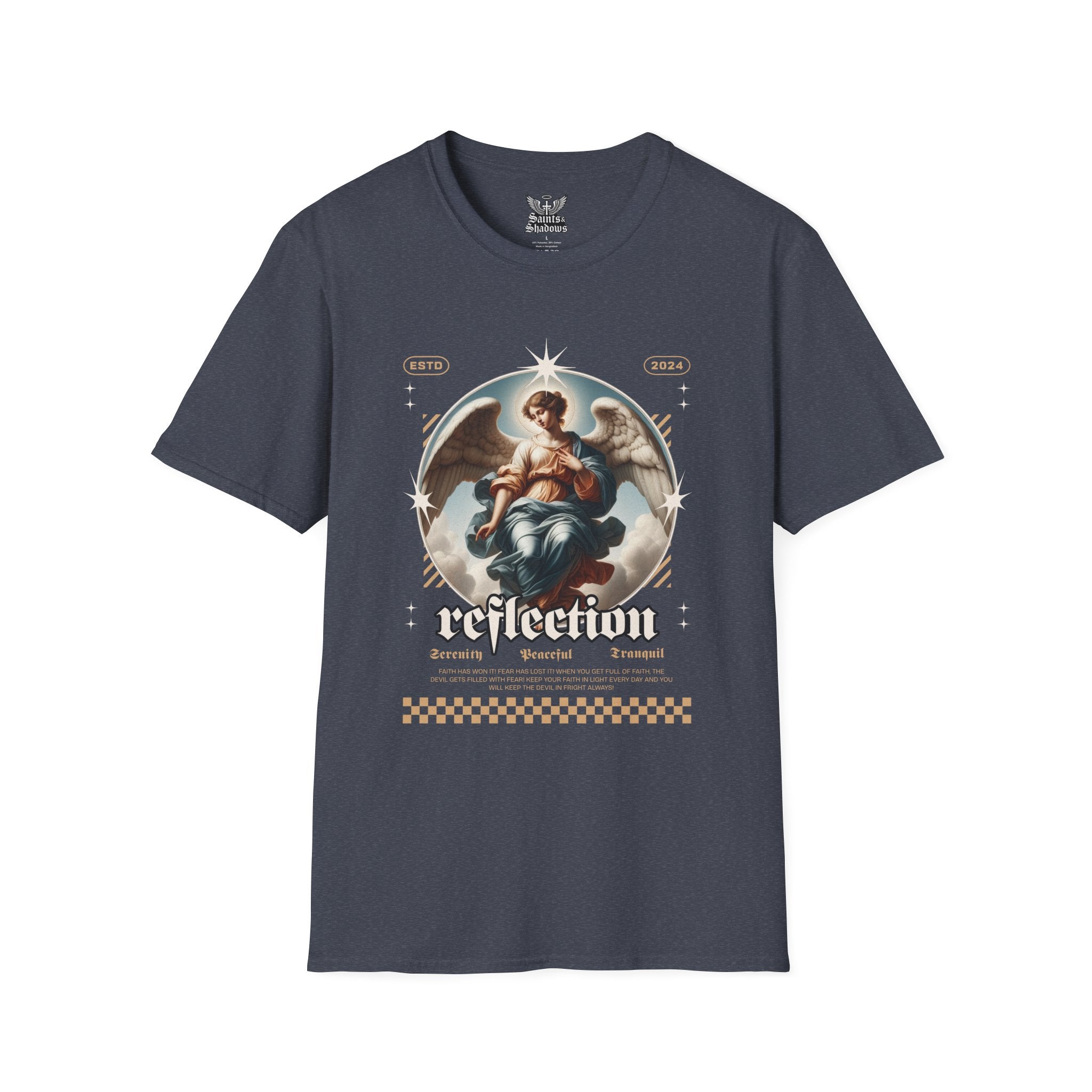 Saints and Shadows - Reflection, Angelic Artwork Unisex Softstyle T-Shirt, Casual Wear