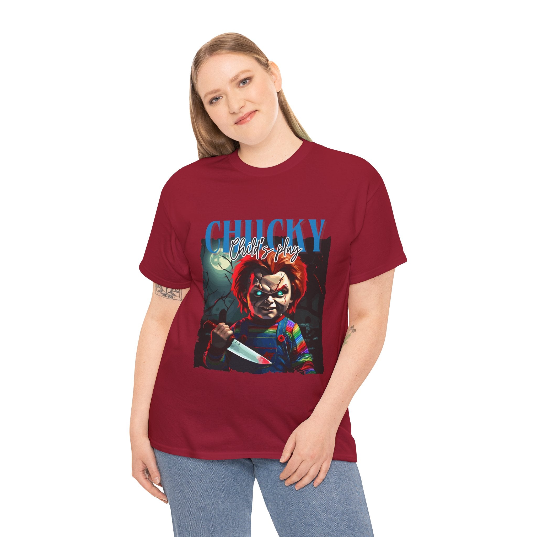 Chucky Horror Graphic Tee, Unisex Cotton Shirt, Halloween Costume, Horror Movie Gift, Spooky T-Shirt, Horror Fan Apparel
