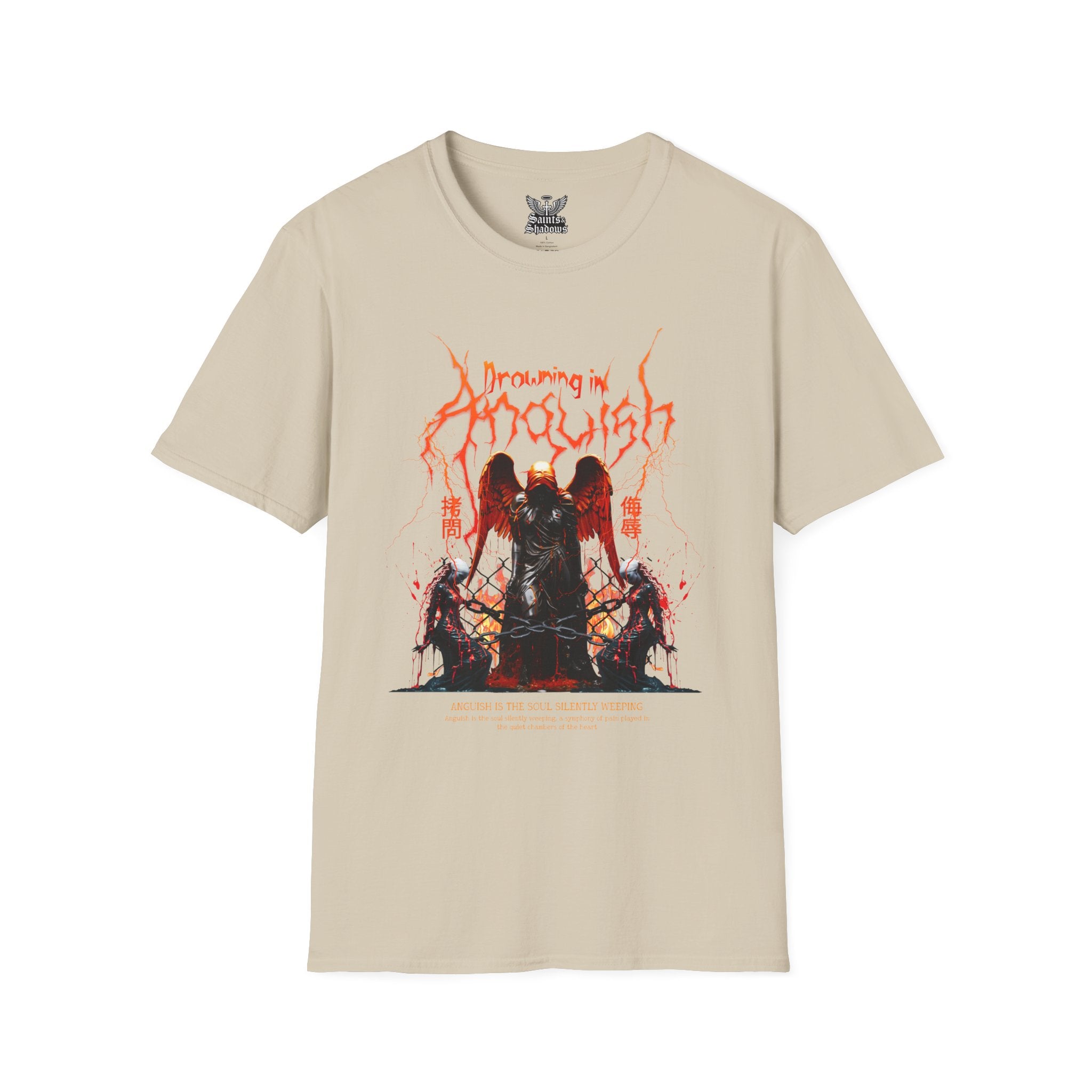 Saints and Shadows -Drowning In Anguish, Angelic Artwork Unisex Softstyle T-Shirt, Casual Wear