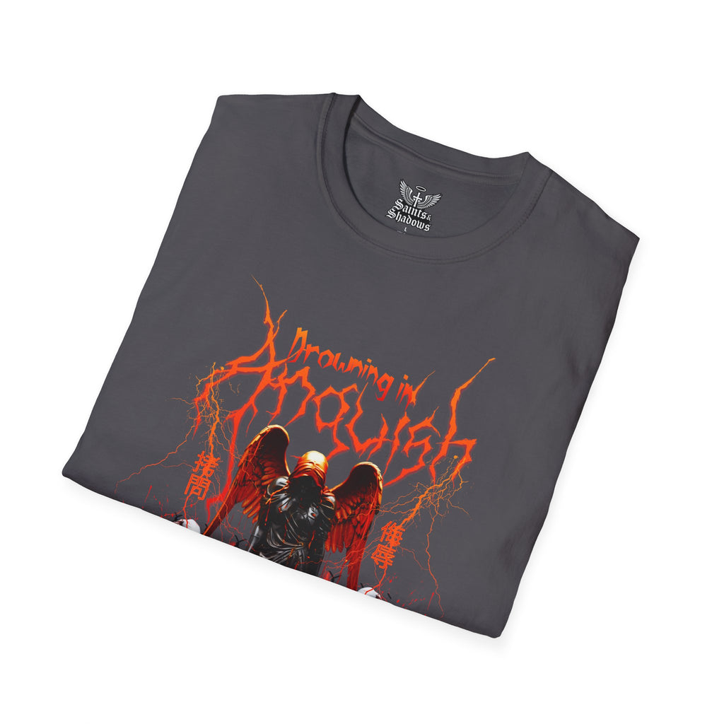 Saints and Shadows -Drowning In Anguish, Angelic Artwork Unisex Softstyle T-Shirt, Casual Wear