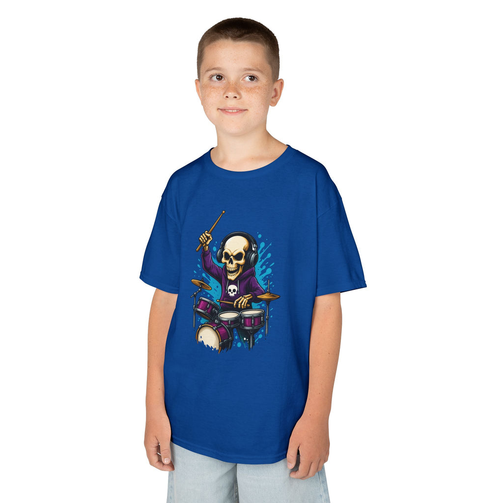 Bone Jams MC Bonez Kids Tee | Drummer Edition | Halloween Costume, Birthday Gift & Drop Dead Beats Apparel