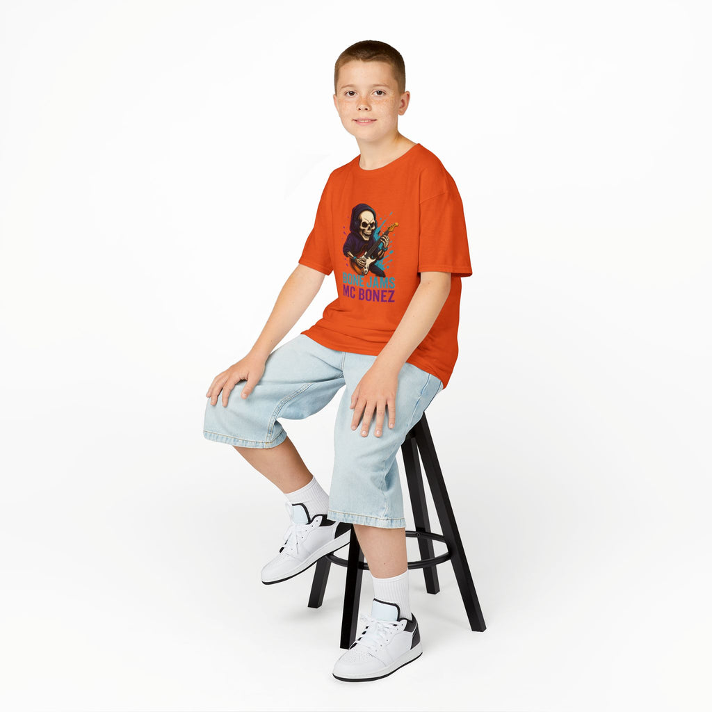 Bone Jams MC Bonez, Kids Tee | Guitar Edition | Cool Graphic Tee, Music Fan Shirt, Unique Gift for Young Musicians