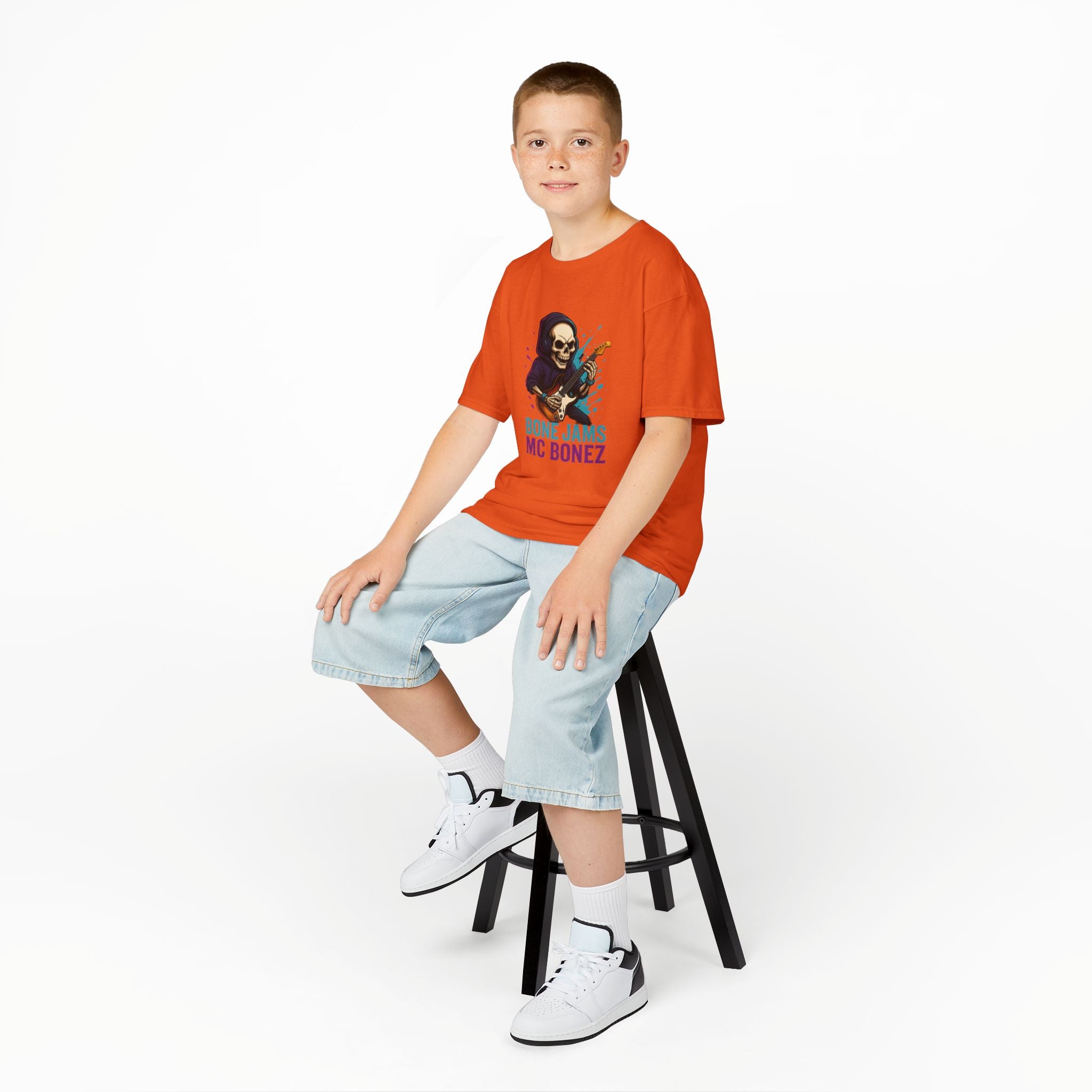 Bone Jams MC Bonez, Kids Tee | Guitar Edition | Cool Graphic Tee, Music Fan Shirt, Unique Gift for Young Musicians