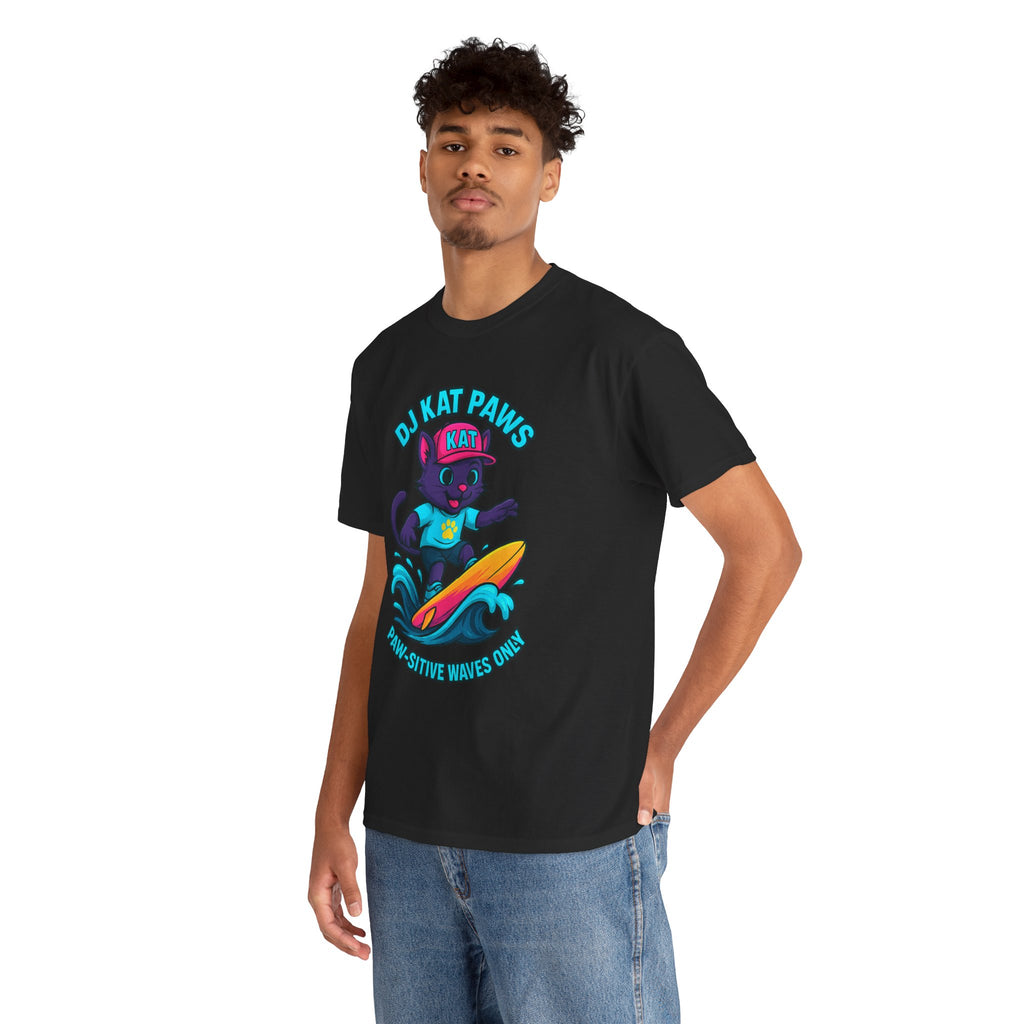 DJ KAT PAWS Paw-sitive Waves Only Surfing Tee