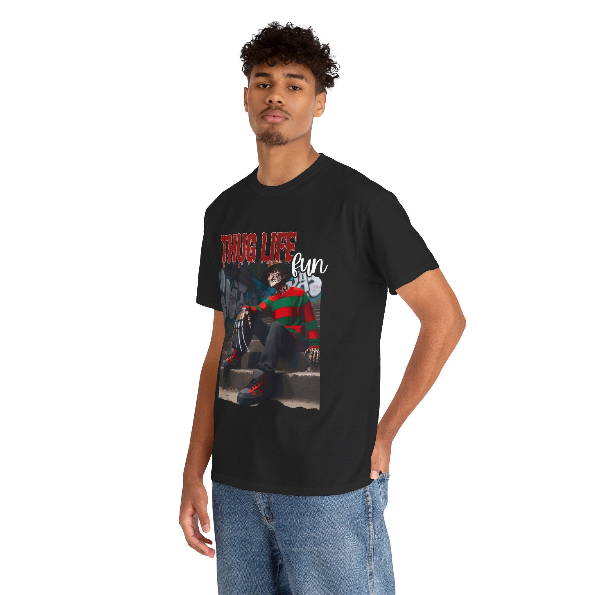 Freddie Kruger, Thug Life Tee - Horror Graphic Tee, Unisex Cotton Shirt, Halloween Costume, Horror Movie Gift