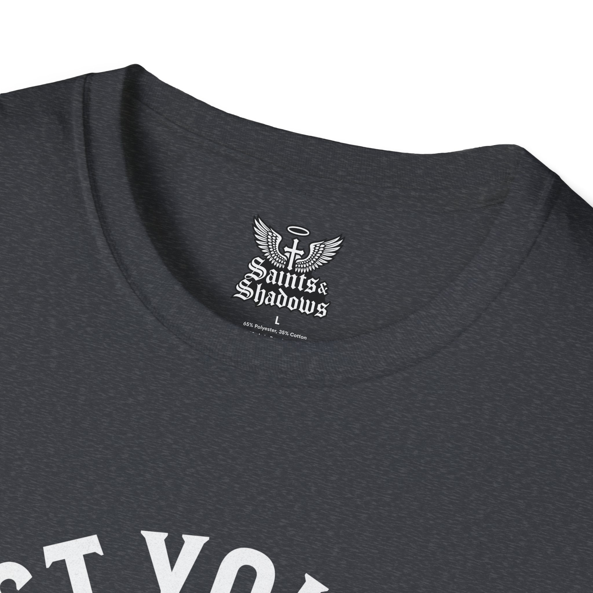 Saints and Shadows - Protect Your Peace, Angelic Artwork Unisex Softstyle T-Shirt, Casual Wear