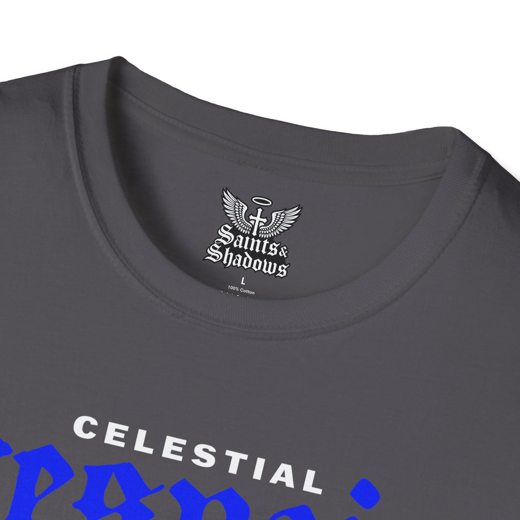 Saints and Shadows - Celestial Despair, Angelic Artwork Unisex Softstyle T-Shirt, Casual Wear