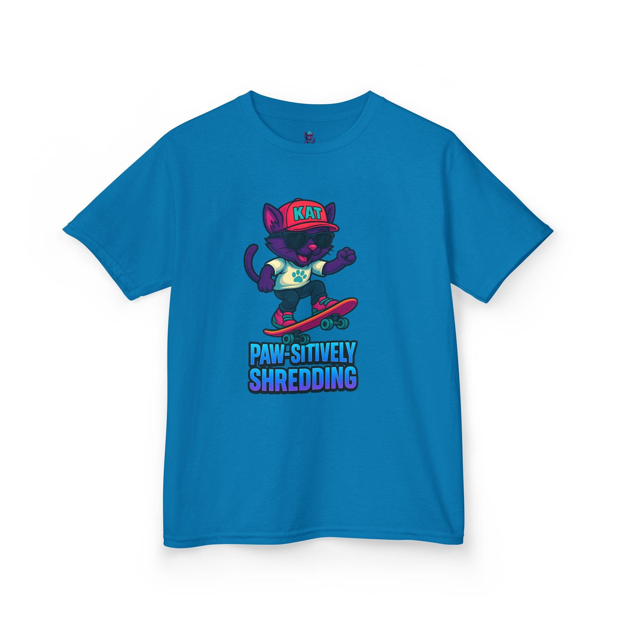 DJ KAT PAWS - Fun Skater Cat Design, Youth Summer T-Shirt, Cool Kids Apparel, Birthday Gift, Trendy Casual Wear