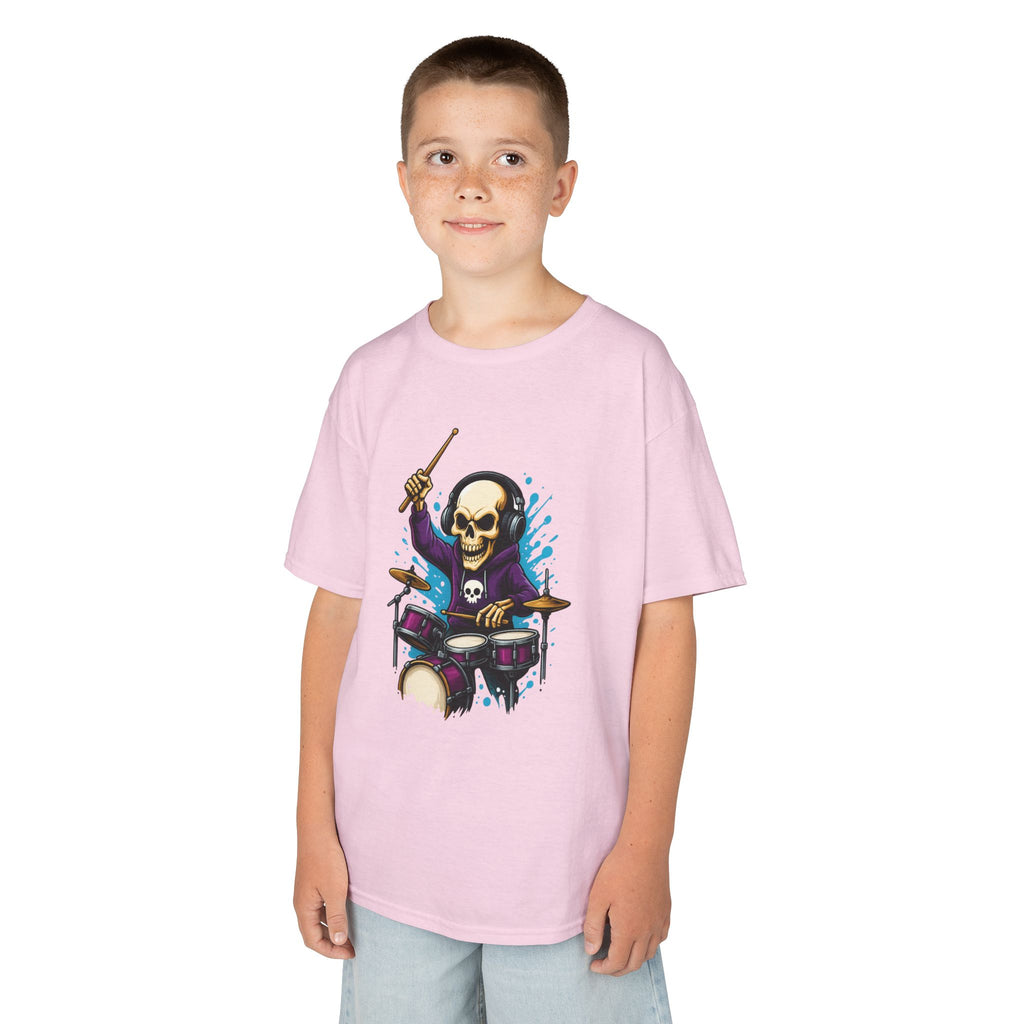 Bone Jams MC Bonez Kids Tee | Drummer Edition | Halloween Costume, Birthday Gift & Drop Dead Beats Apparel