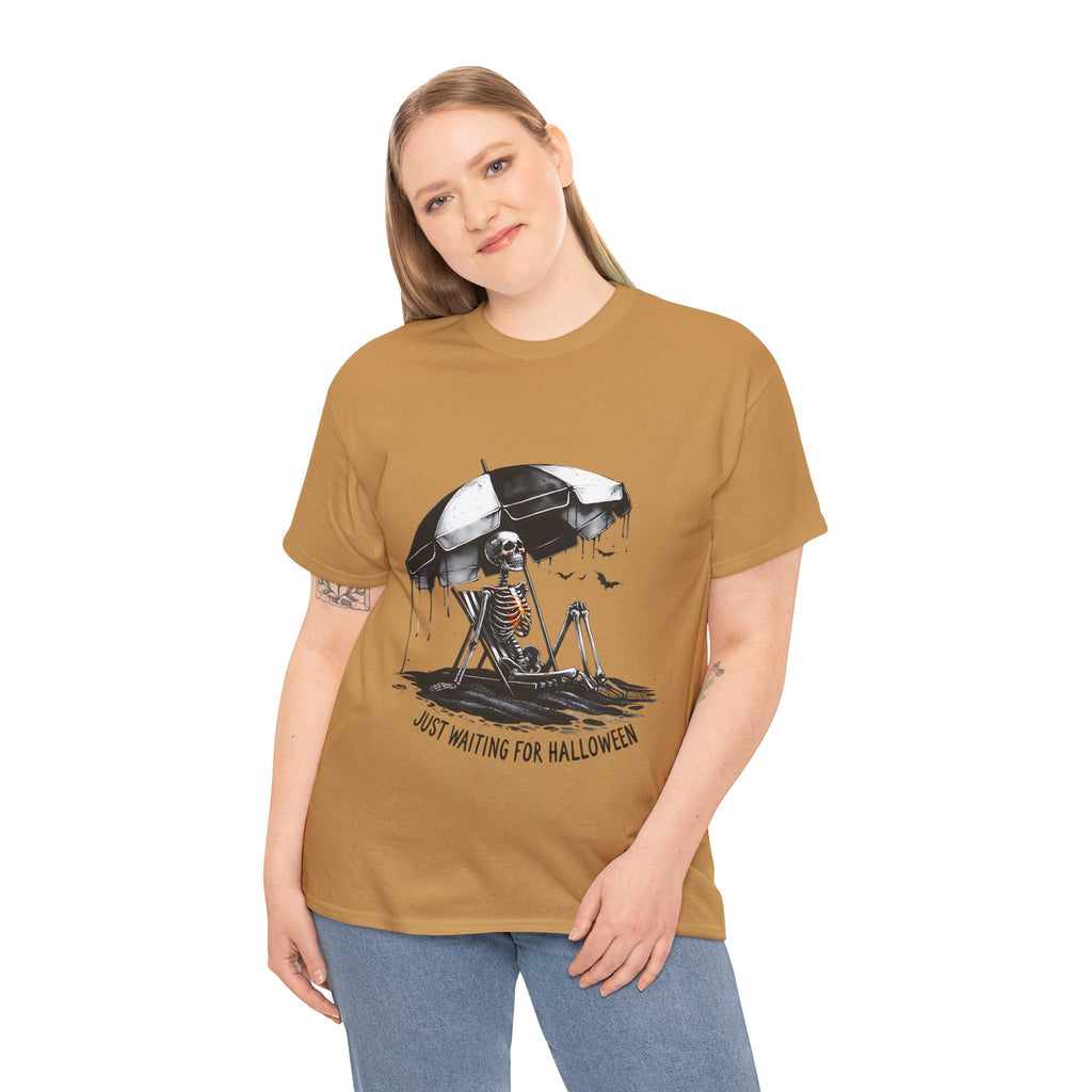 Just Waiting for Halloween, Heavy, Unisex Graphic Shirt, Birthday Gift, Casual Wear, Vintage Style, Floral Design T-shirt