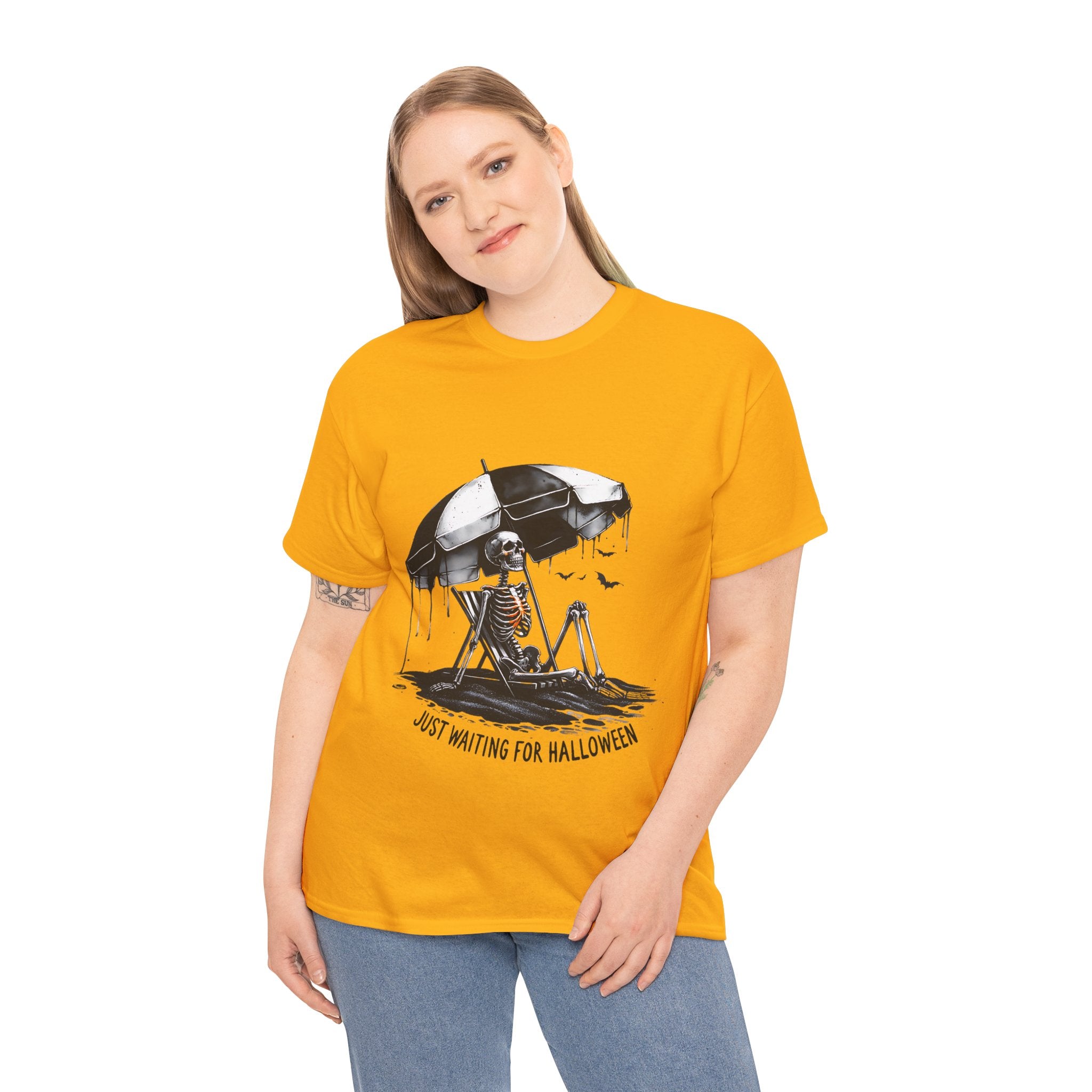 Just Waiting for Halloween, Heavy, Unisex Graphic Shirt, Birthday Gift, Casual Wear, Vintage Style, Floral Design T-shirt
