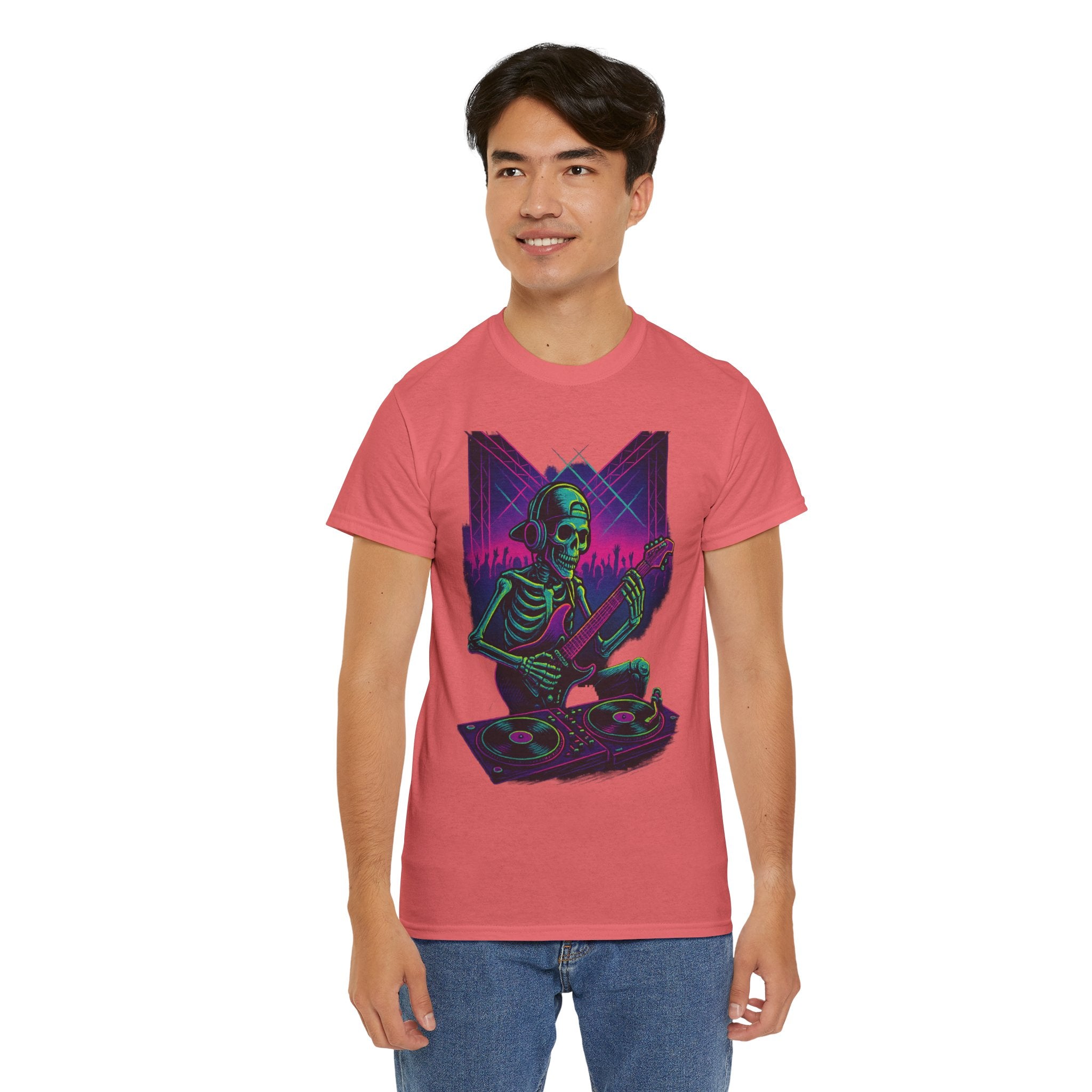 Bone Jams Rockin’ Skeleton, Tee | Loud Enough to Wake the Dead | Unisex Cotton Shirt for Music Lovers, Concerts, Halloween, Gifts