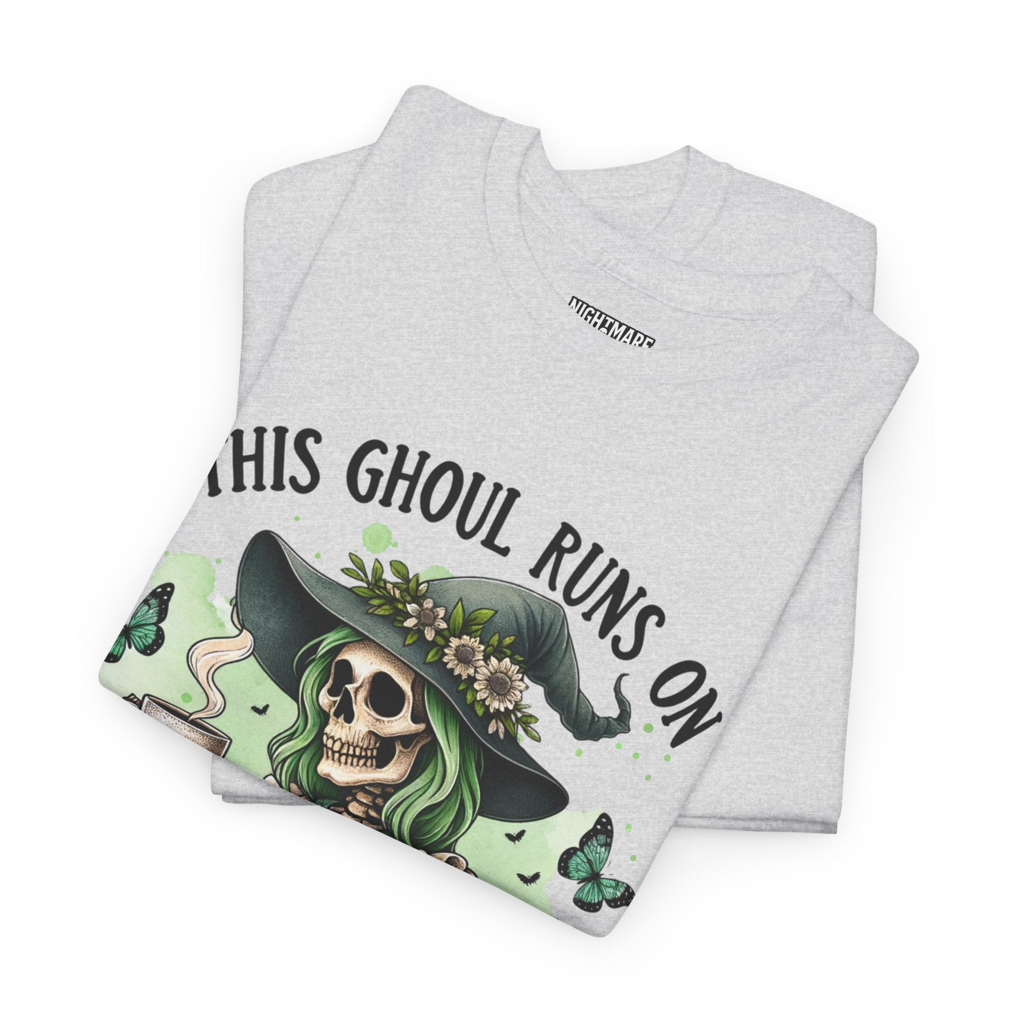 Caffeine and Sarcasm, Funny Halloween Tee, Unisex Tee, Perfect for Gifting, October Festivities, Casual Wear, Skeleton Graphic Tee