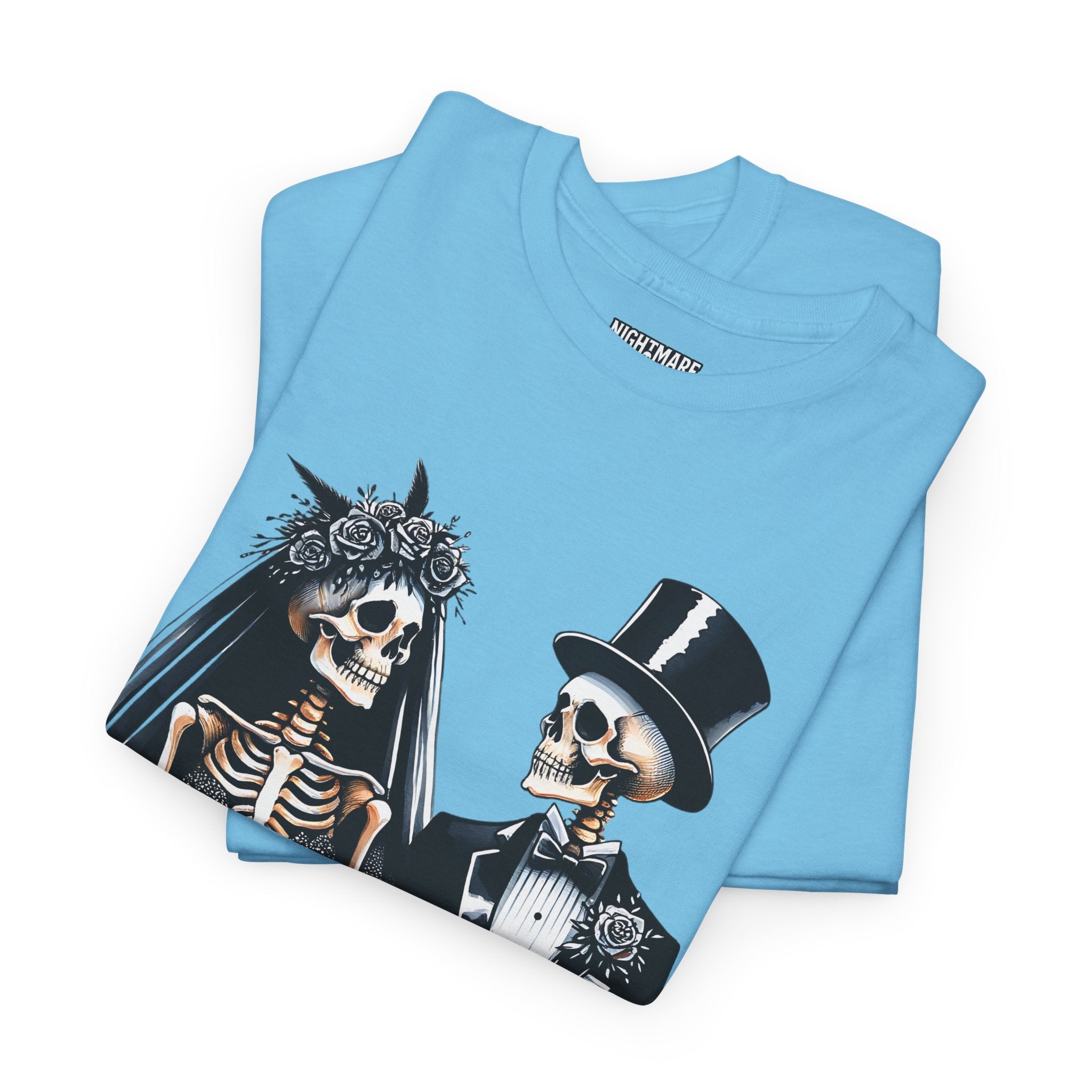 Skeleton Bride and Groom Wedding. Til Death, Tee - Horror Graphic Tee, Unisex Cotton Shirt, Halloween Costume, Horror Movie Gift, Spooky T-Shirt, Horror Fan Apparel
