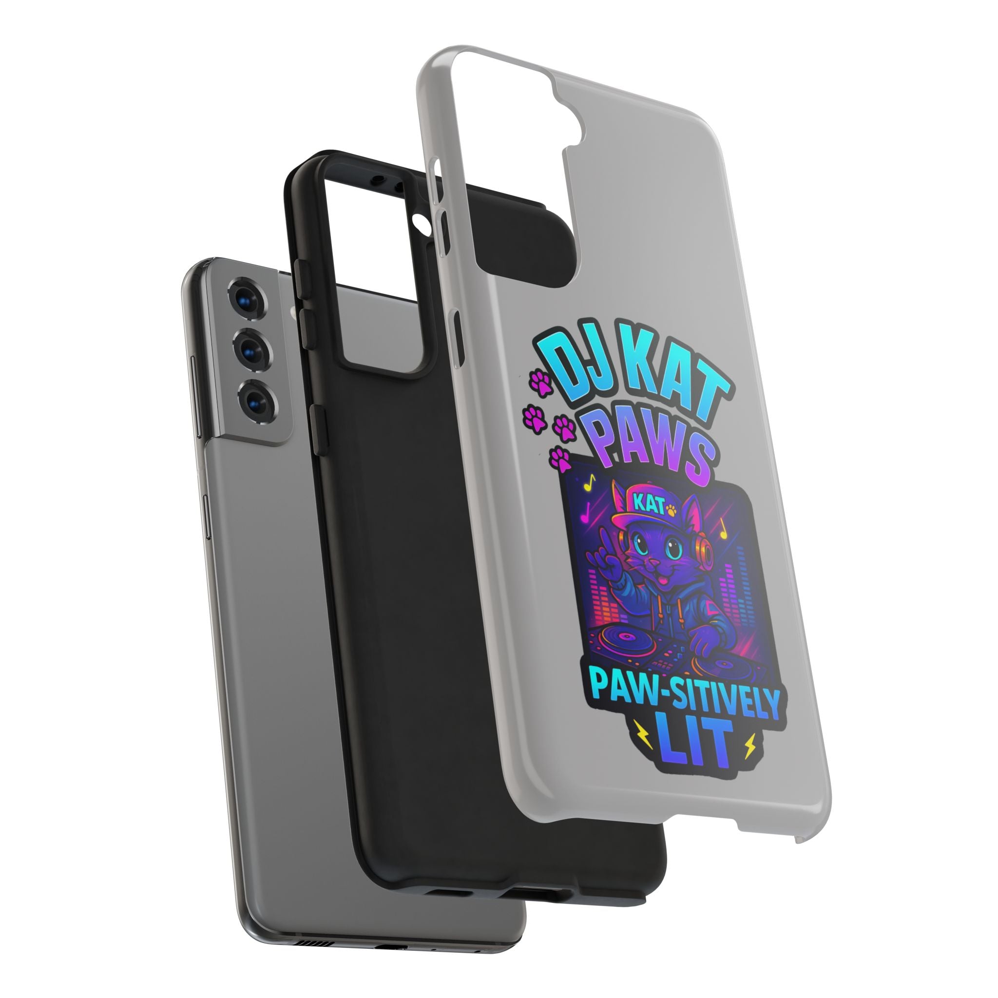 DJ KAT PAWS - Paw-sitively LIT | Tough Phone Cases - Unique Gift for Cat Lovers, Funny Phone Accessory, Music Lover's Case, Pet Owner Present