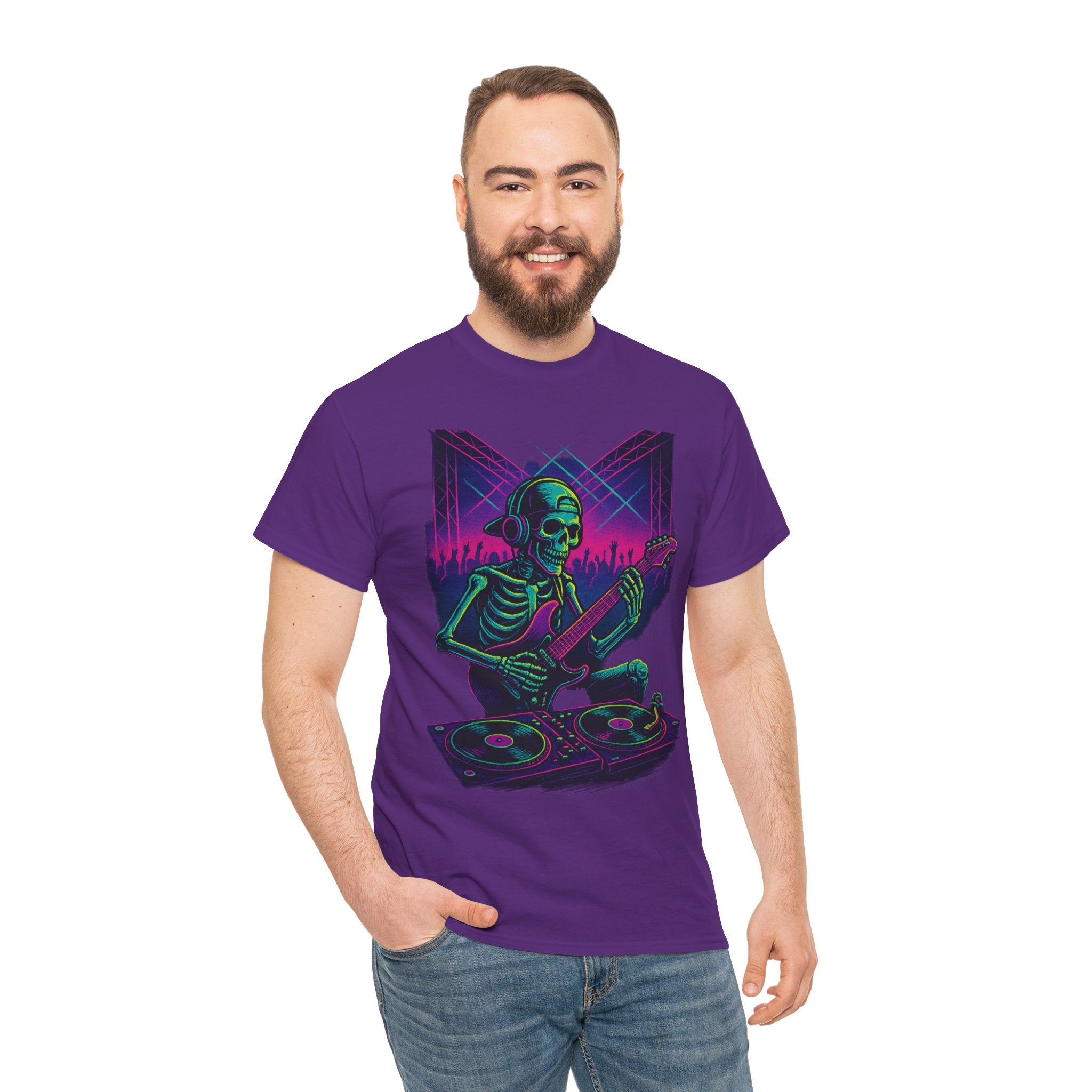 Bone Jams Rockin’ Skeleton, Tee | Loud Enough to Wake the Dead | Unisex Cotton Shirt for Music Lovers, Concerts, Halloween, Gifts