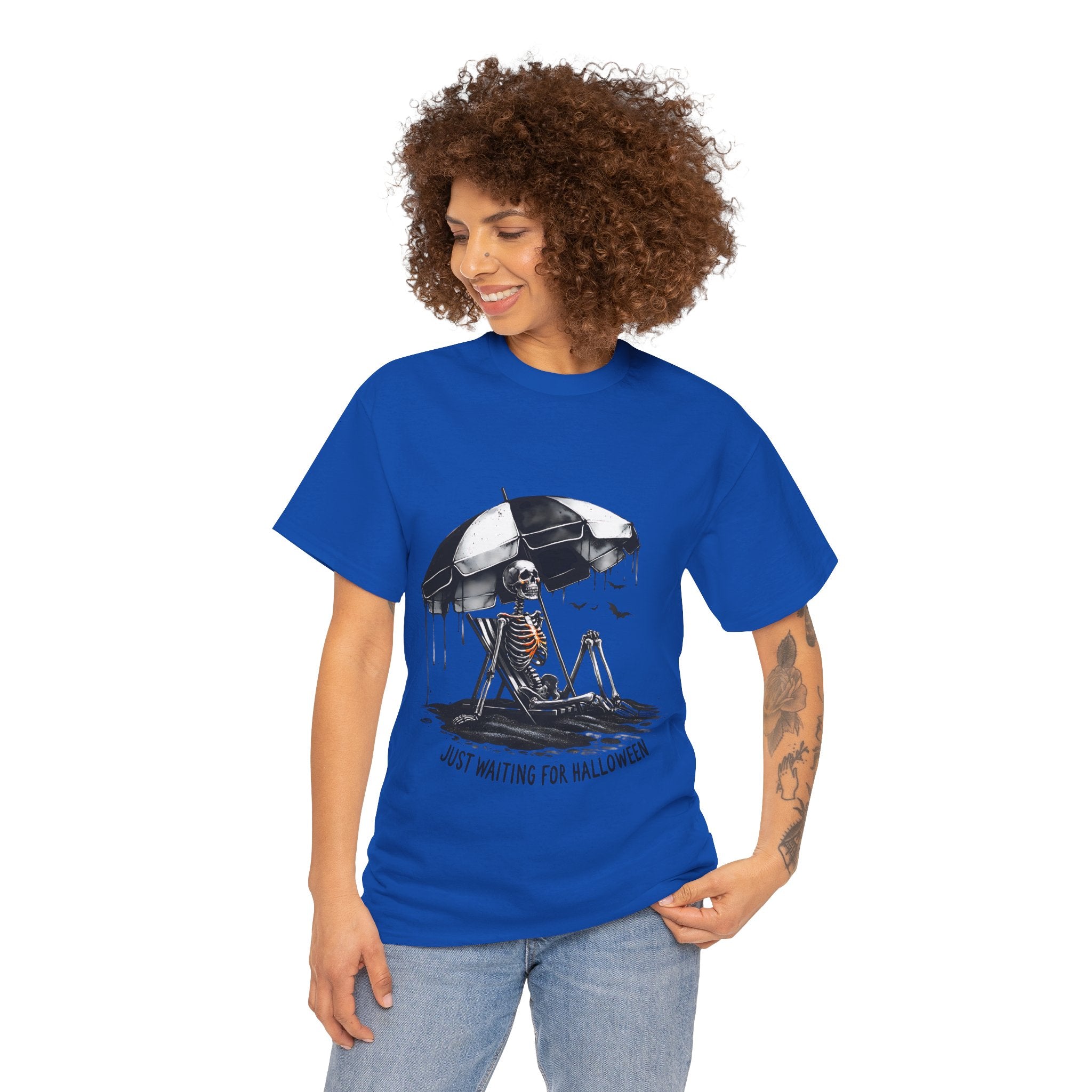 Just Waiting for Halloween, Heavy, Unisex Graphic Shirt, Birthday Gift, Casual Wear, Vintage Style, Floral Design T-shirt