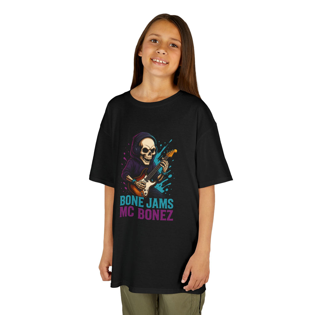 Bone Jams MC Bonez, Kids Tee | Guitar Edition | Cool Graphic Tee, Music Fan Shirt, Unique Gift for Young Musicians